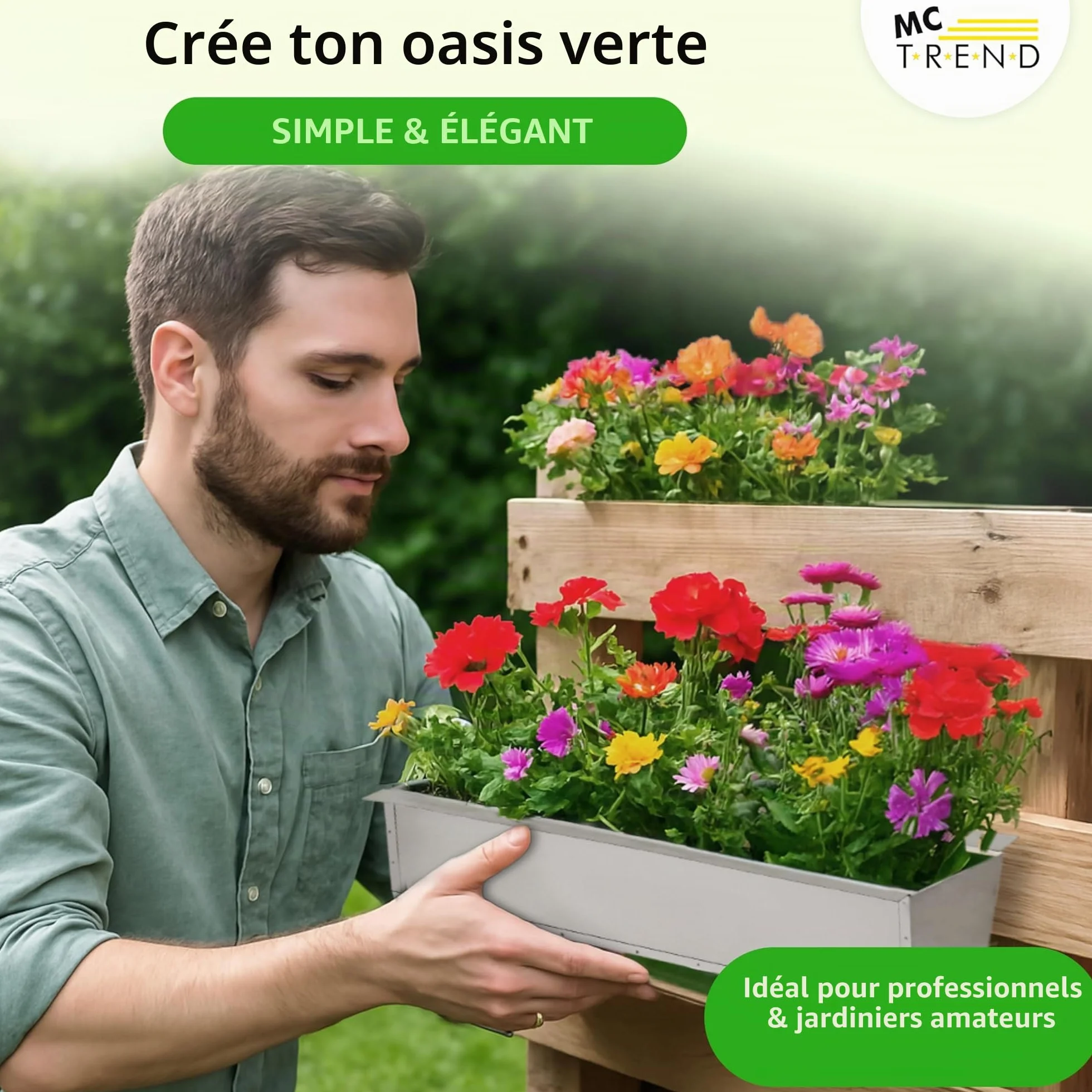 Jardinière pour palettes européennes Métal galvanisé 38,1 x 13 x 9 cm Résistant aux intempéries