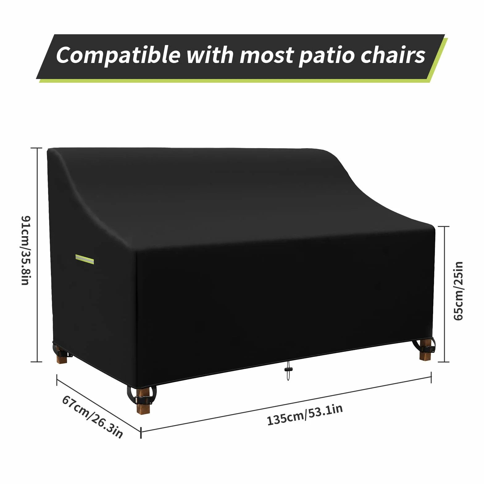 Housse de protection pour banc de jardin 135x67x65/91 cm Oxford 600D imperméable anti-UV 2 places