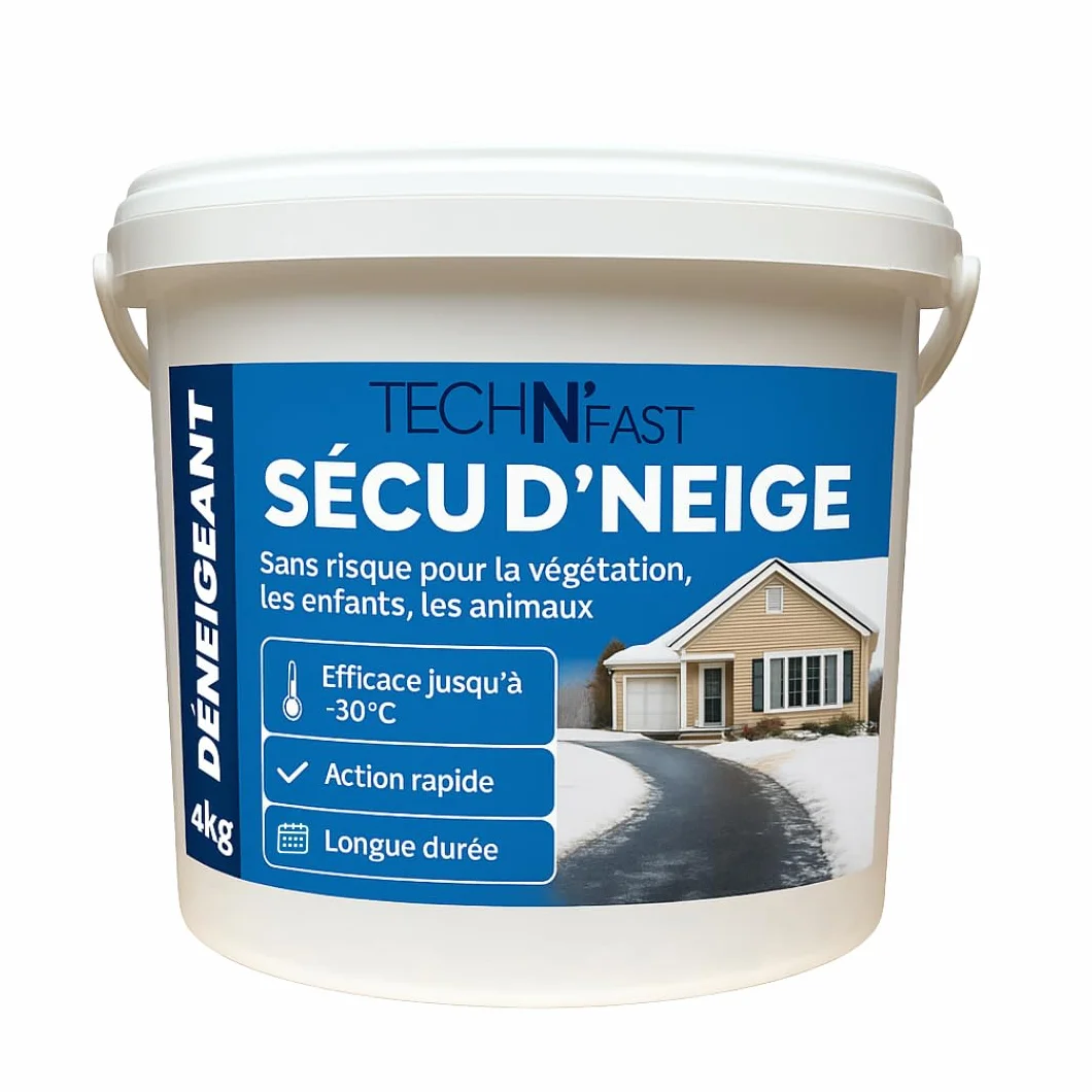 Sel de déneigement écologique longue durée - Déneigeant au magnésium - non agressif - efficace jusqu'à -30°C - Seau hermétique 4kg
