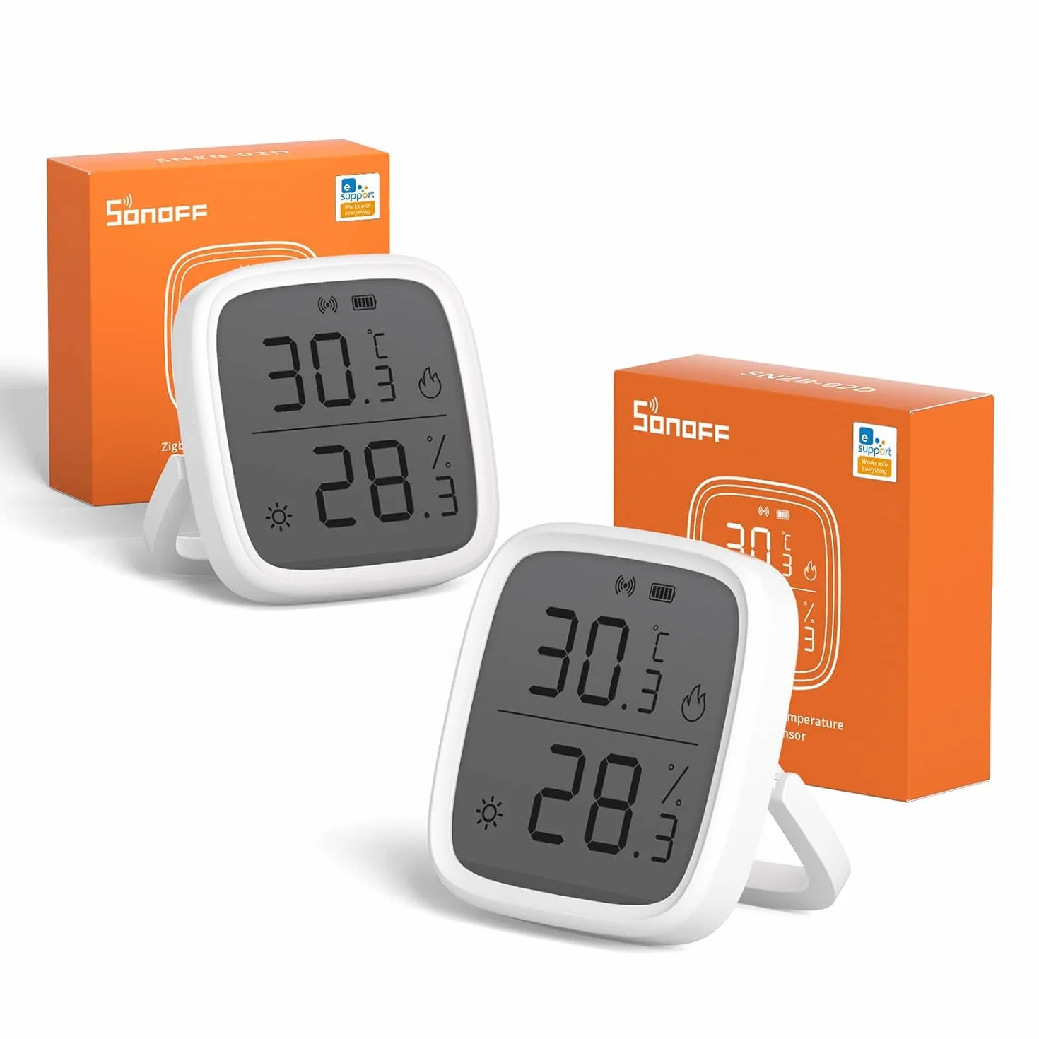 SONOFF SNZB-02D Capteur ZigBee Température Humidité, Thermomètre Hygromètre Intérieur, Écran LCD, 2 Pack