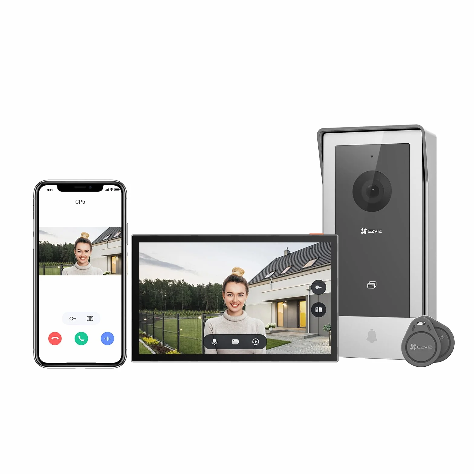 EZVIZ CP5 Visiophone connecté WiFi 1080P Moniteur Tactile 7" Portier vidéo 2 Fils Déverrouillage à Distance Audio Bidirectionnel Vision Nocturne