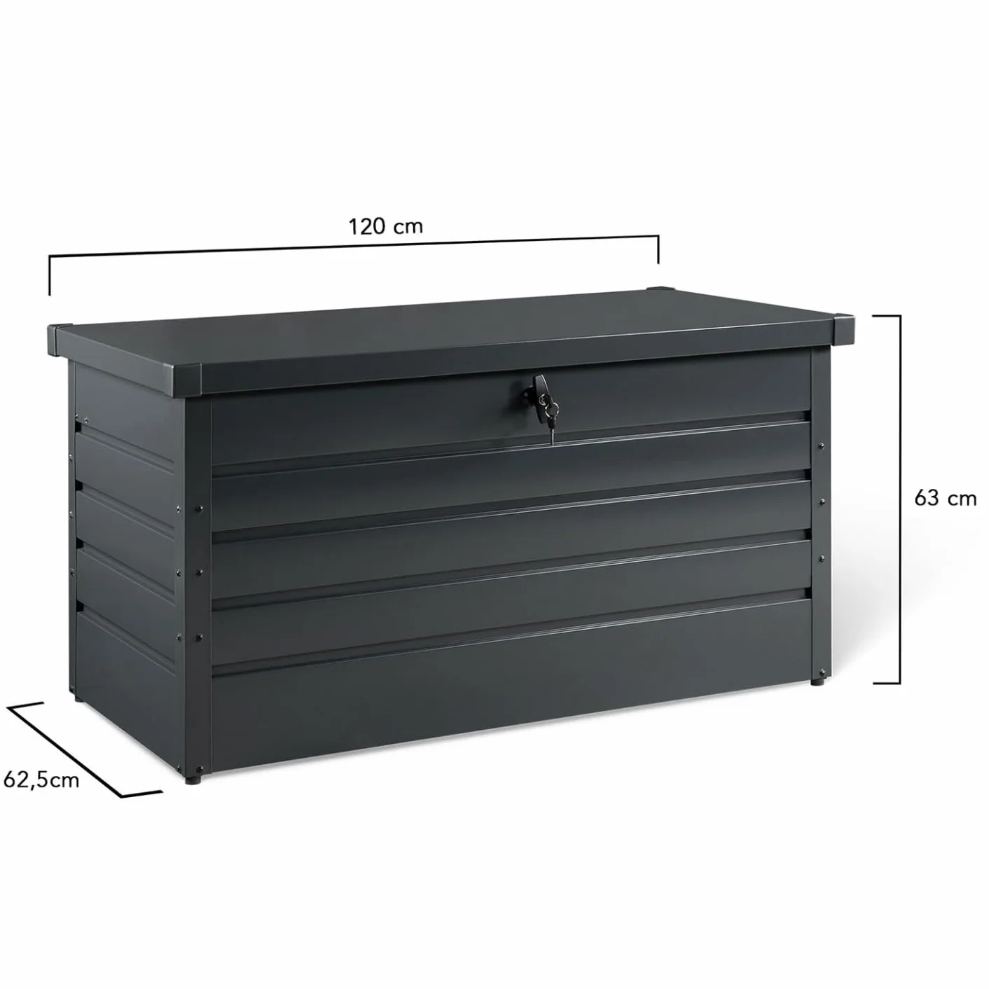Coffre de rangement métal verrouillable gris anthracite 350L 120x62,5x63 cm