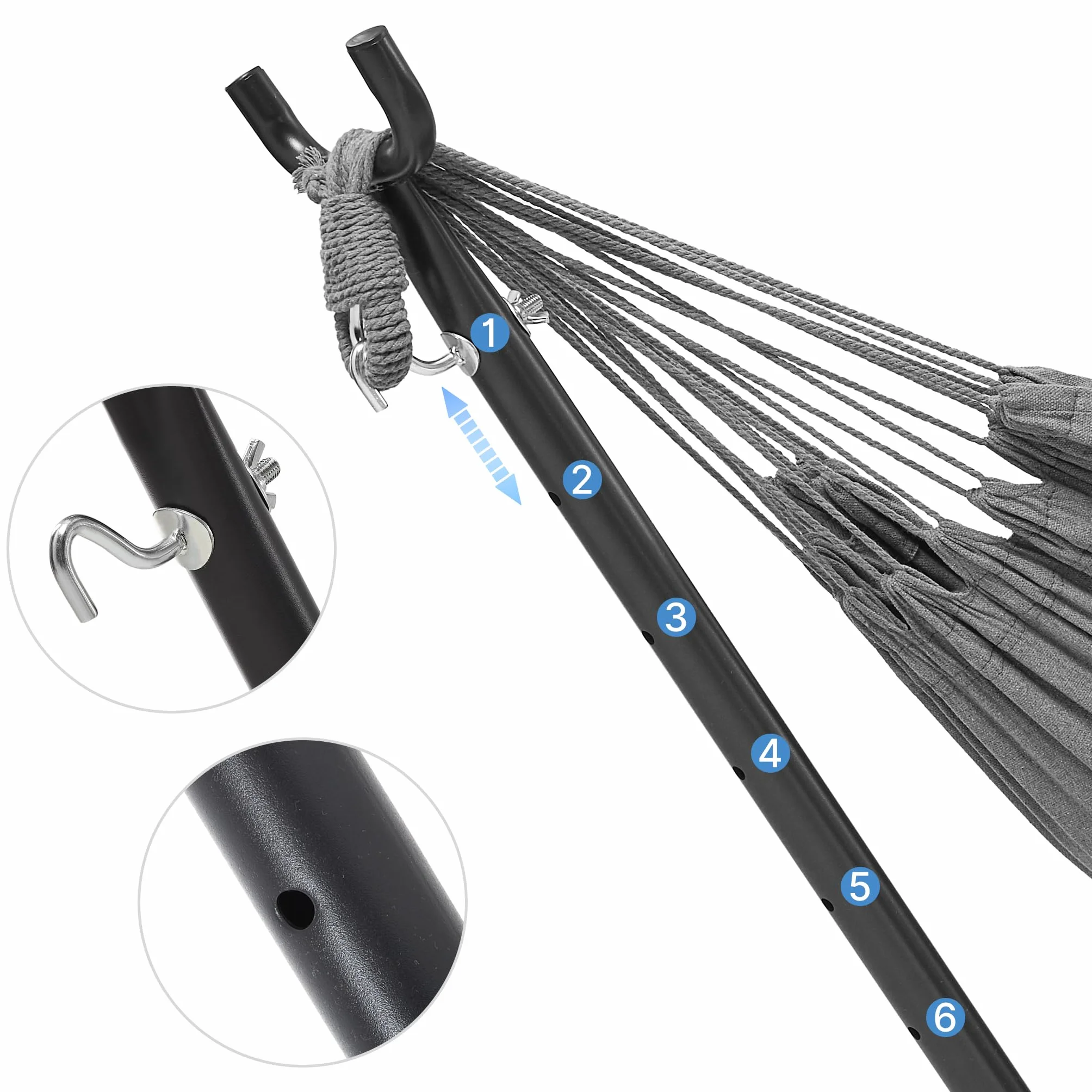 Mondeer Hamac avec Support d'extérieur de Camping Portable, 200 kg Capacité de Charge, Grise