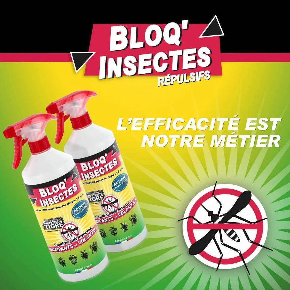 Bloq'Insect barrage anti insectes 2L pulvérisateur intérieur extérieur élimine moustiques fourmis mouches
