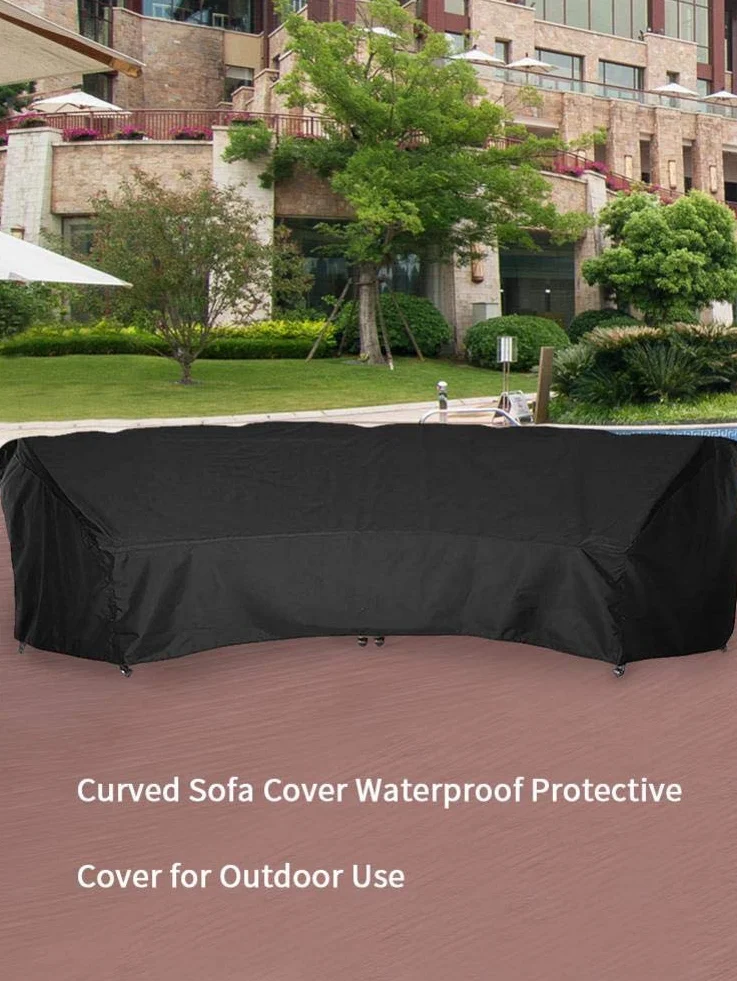 Housse de canapé incurvée pour meubles de jardin 305 x 99 x 91 cm protection intempéries