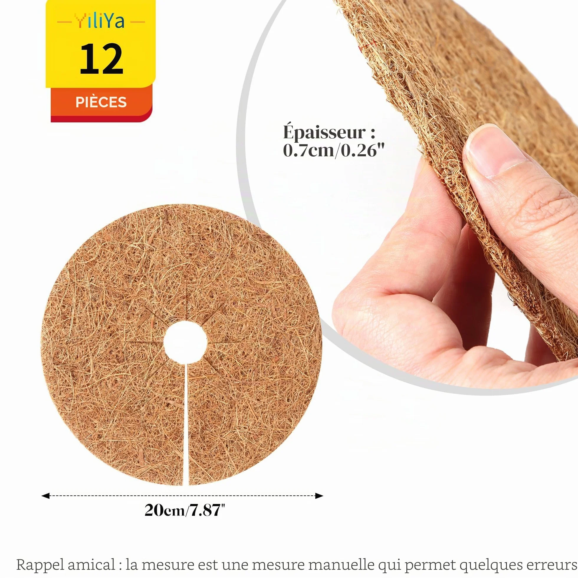 12 pièces Tapis de Coco Plantes 20cm Disque de Protection Plante Paillis Pot Anneau Protection Racines