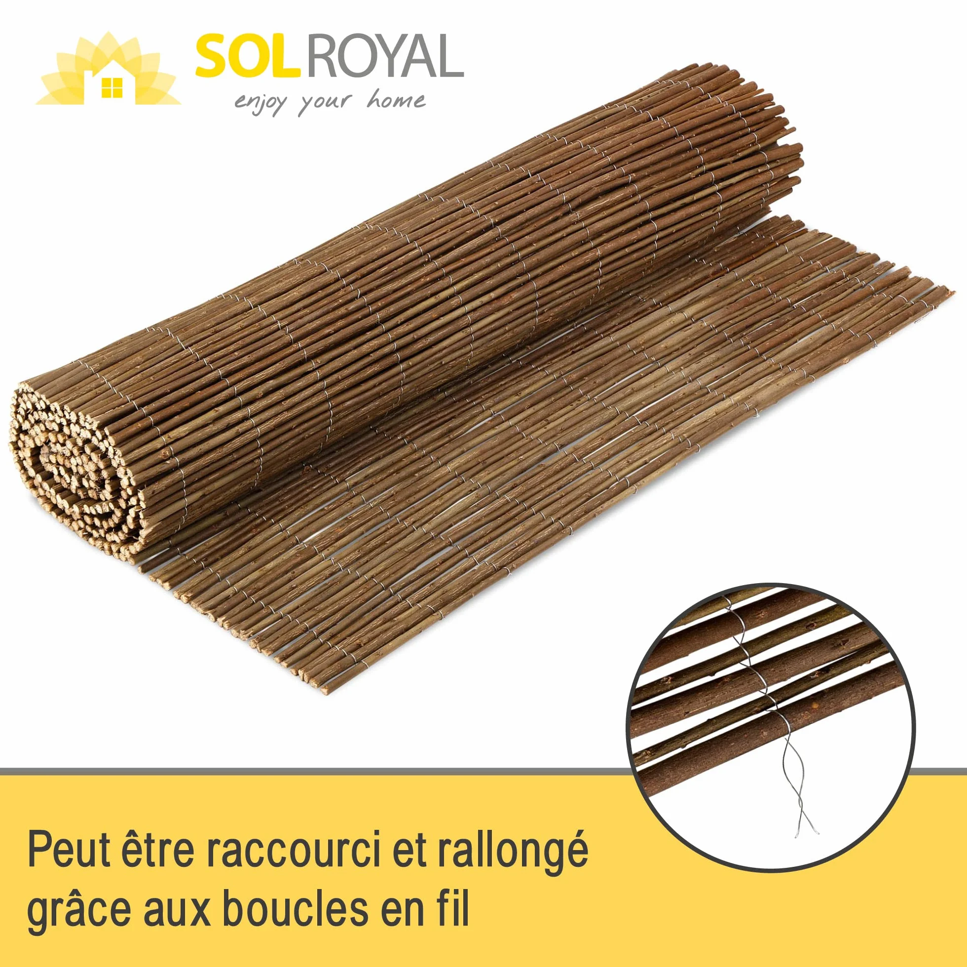 Sol Royal Canisse en Osier Brise-Vue Balcon 500x160 cm Pare Soleil Terrasse Protection Vent Saule