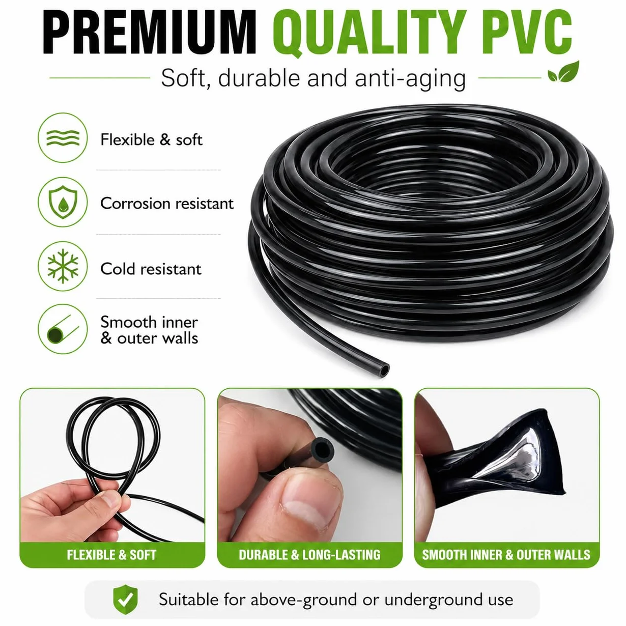 Tuyau d'irrigation goutte à goutte 30 mètres 4mm/6mm noir