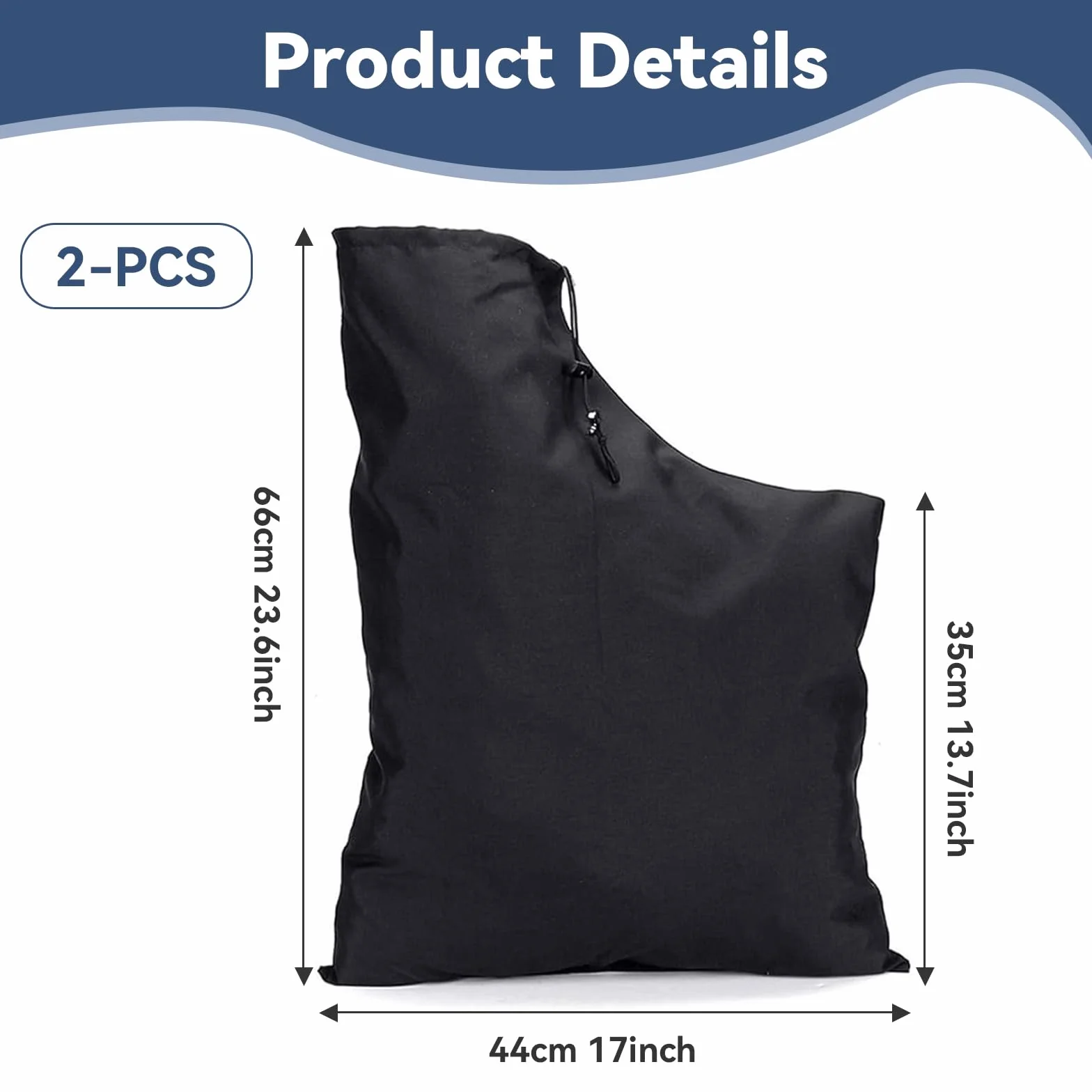 ZhouWei 2 Pièces Sac pour Aspirateur Souffleur Universel Réglable avec Cordon de Serrage pour Feuilles Jardin Pelouse Noir