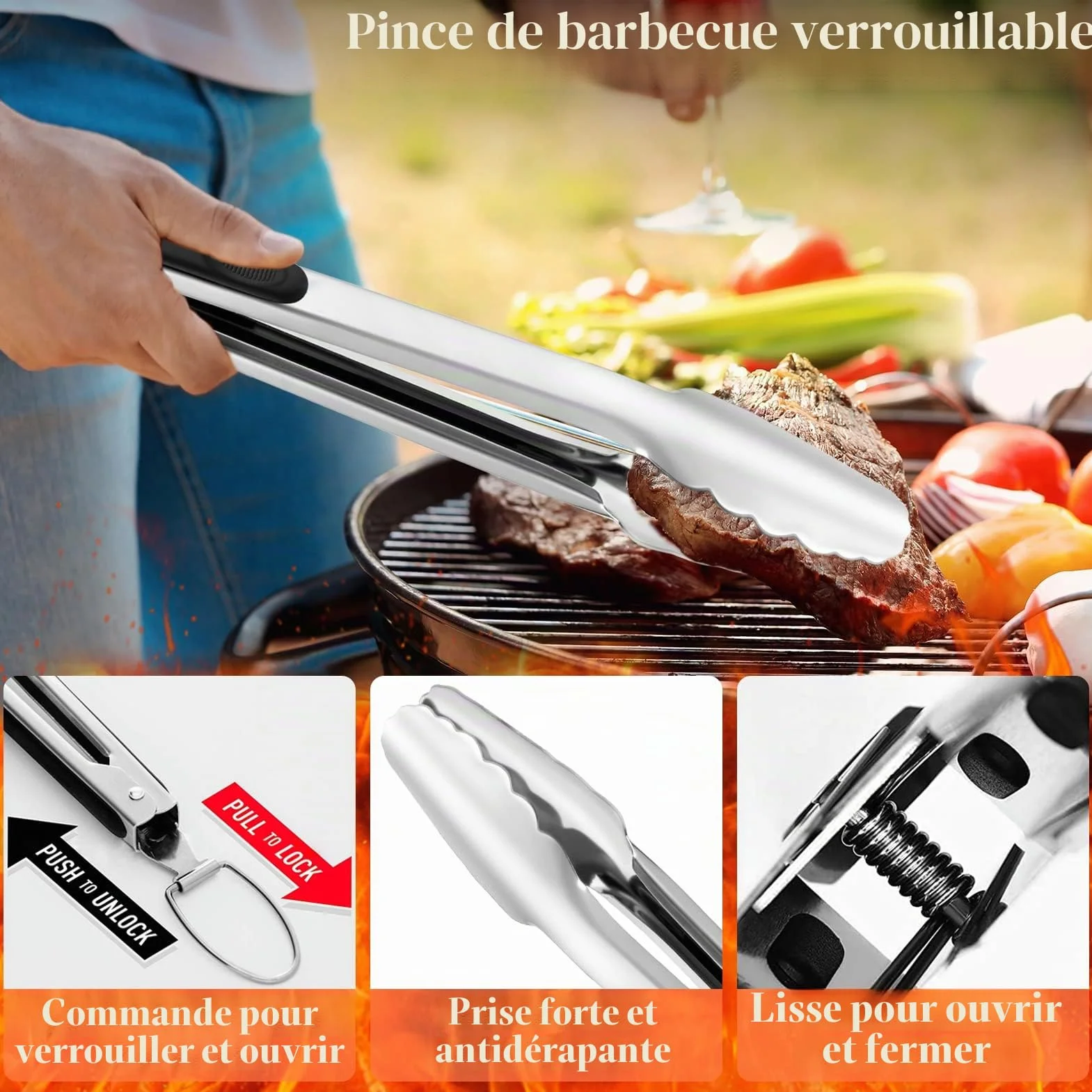 Grilliance Lot de 30 ustensiles de Barbecue en Acier Inoxydable - Pince à Barbecue avec Mallette et Tapis
