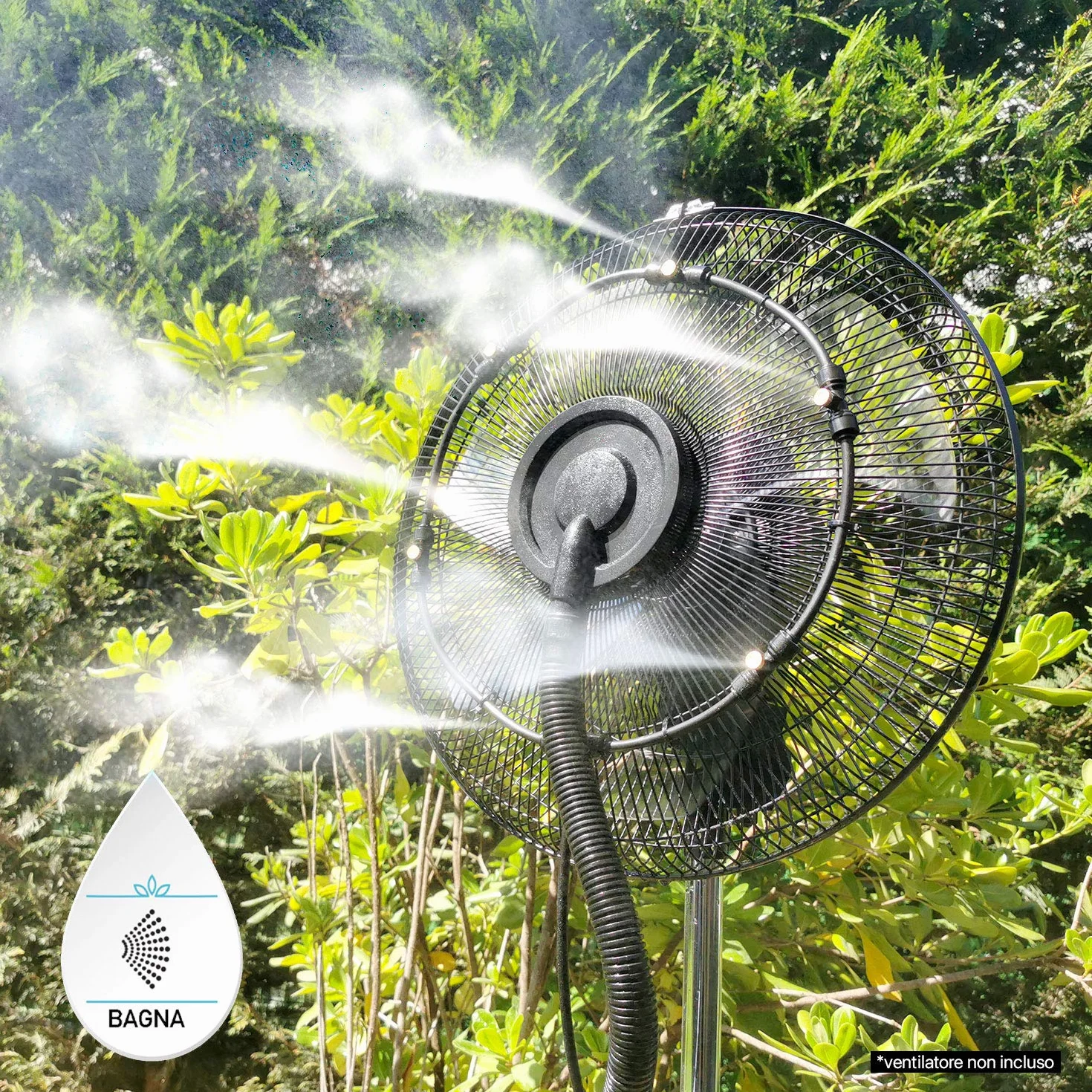 Kit brumisateur de jardin d'extérieur pour ventilateur 5 buses laiton 30 cm