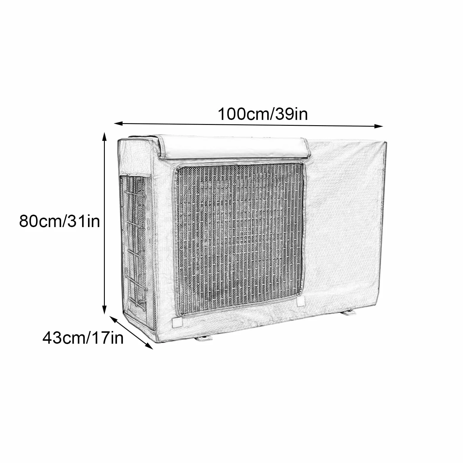 Housse de Climatiseur Exterieur Tissu Oxford 600D Imperméable Protection Universelle 100x43x80cm Argent
