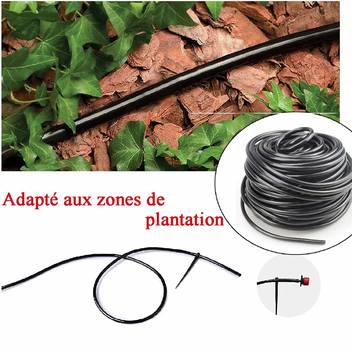 Tuyau arrosage automatique 30M 4/7mm Système Irrigation Jardin micro goutte à goutte
