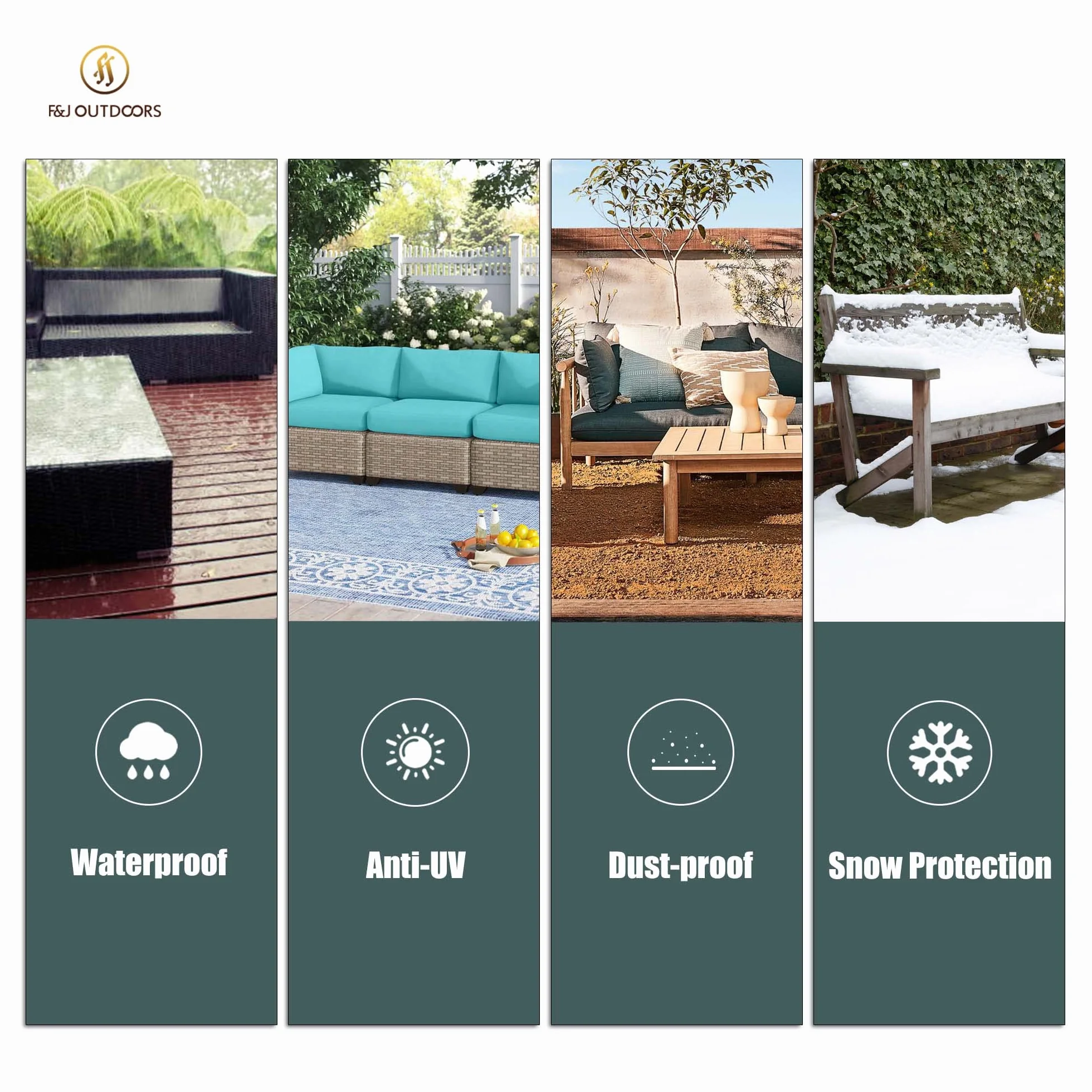 F&J Outdoors Housse de causeuse de jardin imperméable résistante aux UV Gris 138 x 99 x 61/89 cm