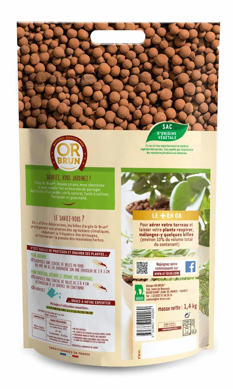 Billes d'argile 4L - Paillage - Agriculture Biologique - Sachet Refermable