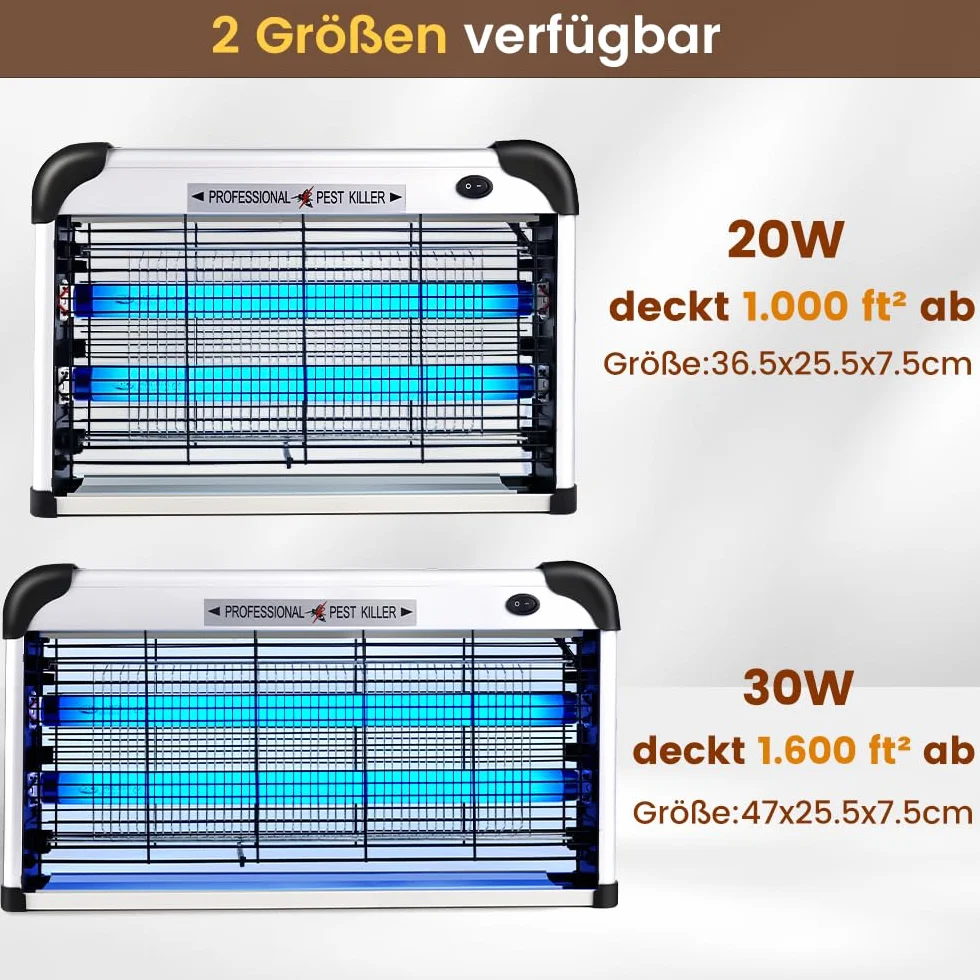 Lampe Anti Moustique Exterieur 3500V Tue Mouche Electrique UV 30W Grille de Securite