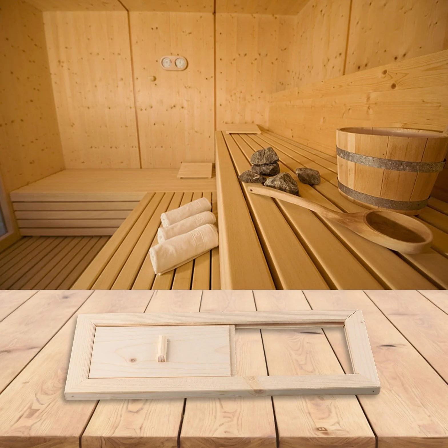 Grille d'aération pour sauna, clapet de ventilation en bois, contrôle optimal du flux d'air