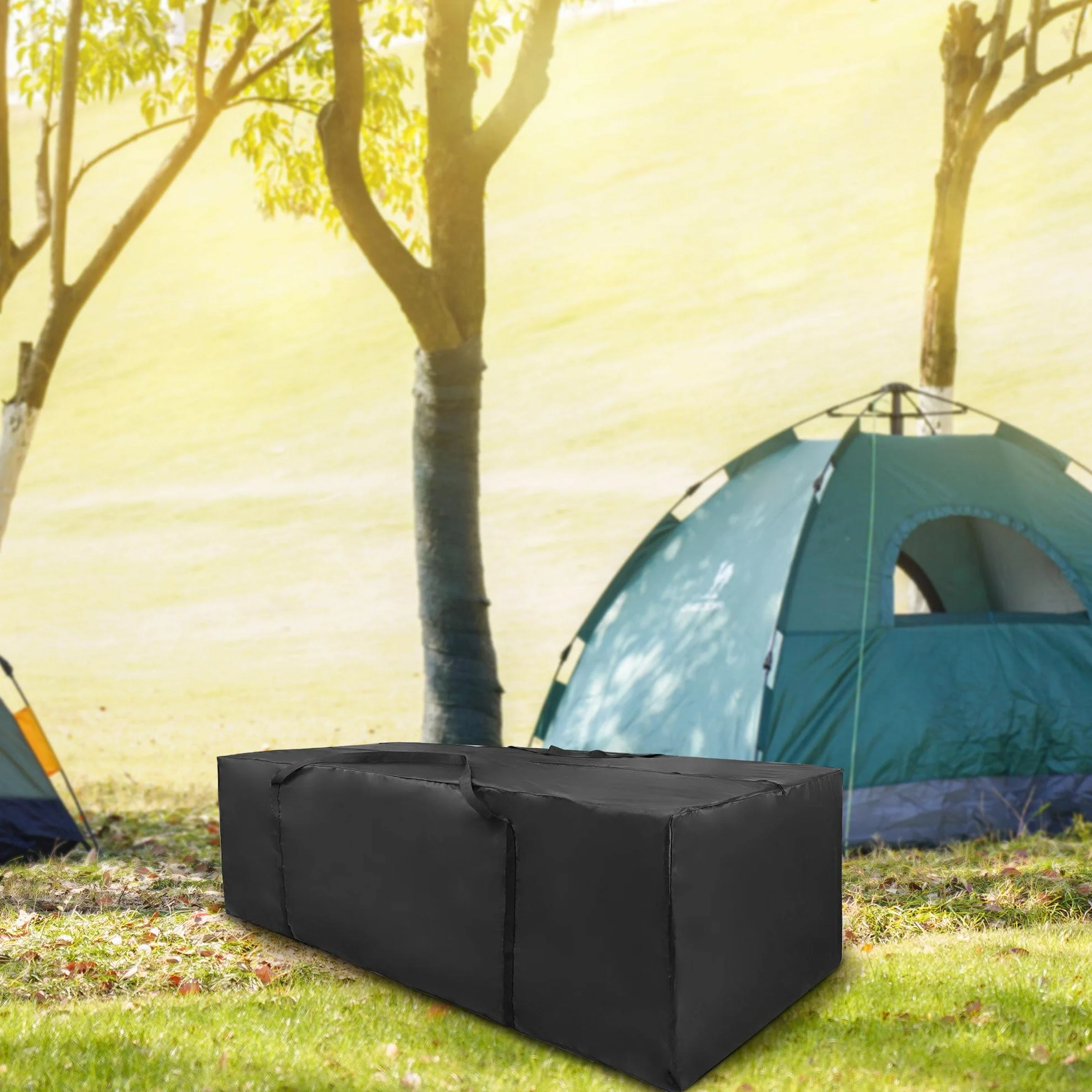 Sac de rangement coussins meubles jardin Oxford imperméable anti-UV anti-déchirures 173x76x51 cm Noir