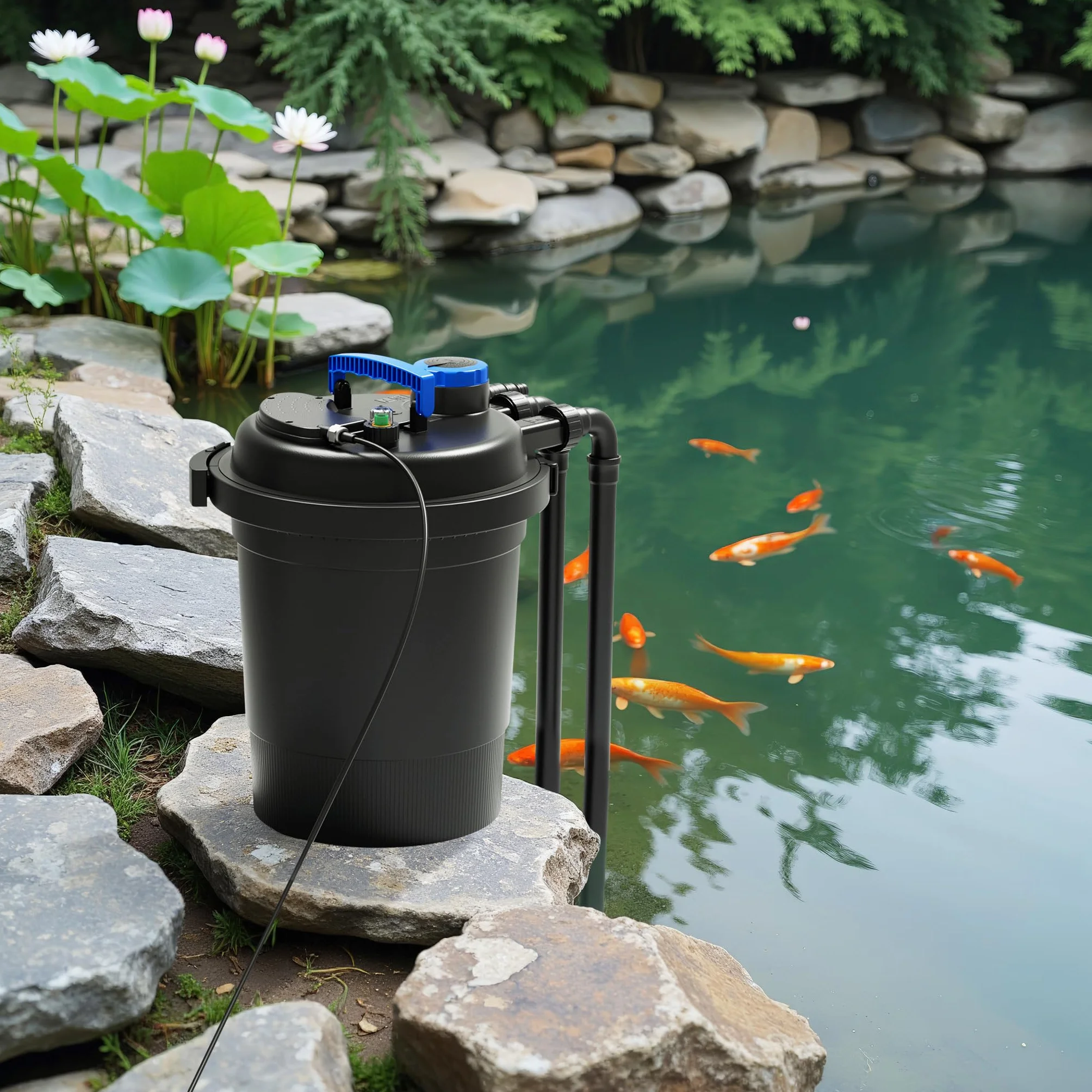 SunSun CPF-250 Filtre de bassin à pression 10000 L 11W UV NEO3800 SuperEco pompe 3600l/h 20W 5m Tuyau 38mm