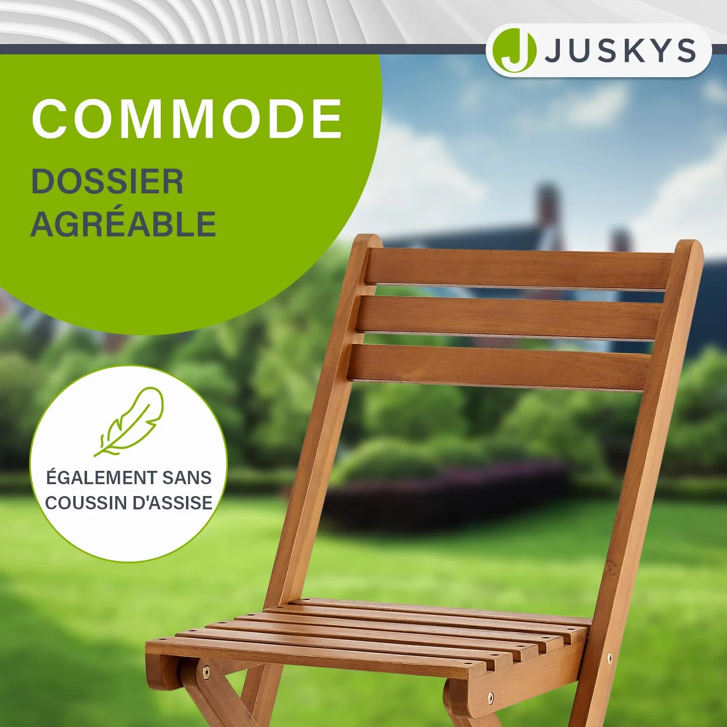 Juskys Ensemble de Meubles de Balcon 3 pièces Bois Pliables Table Chaises