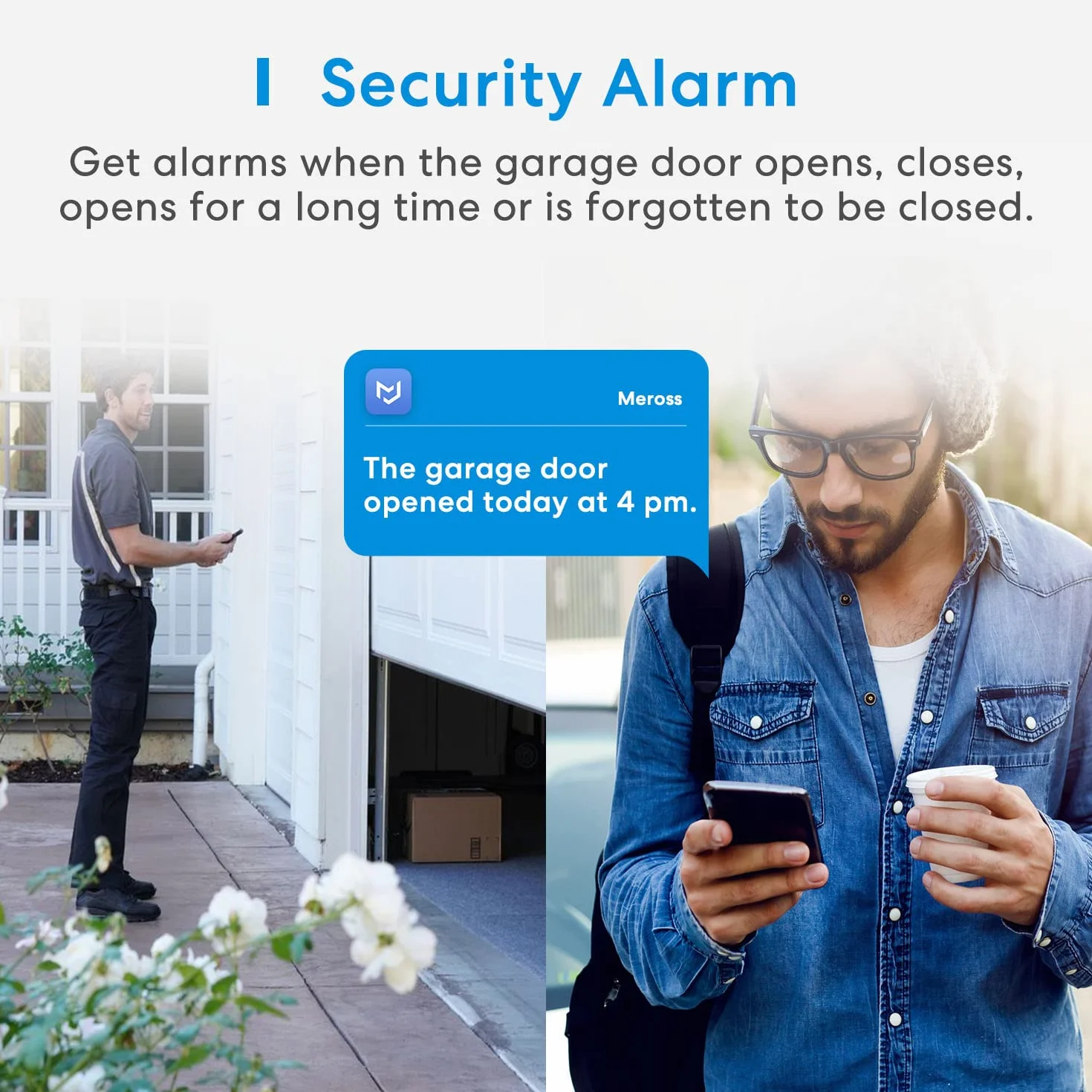 Meross Ouvre-Porte de Garage Connecté, Télécommande de Porte Intelligent Compatible avec Apple Home, Alexa, Google Home et SmartThings, Contrôle à Distance et Commande Vocale