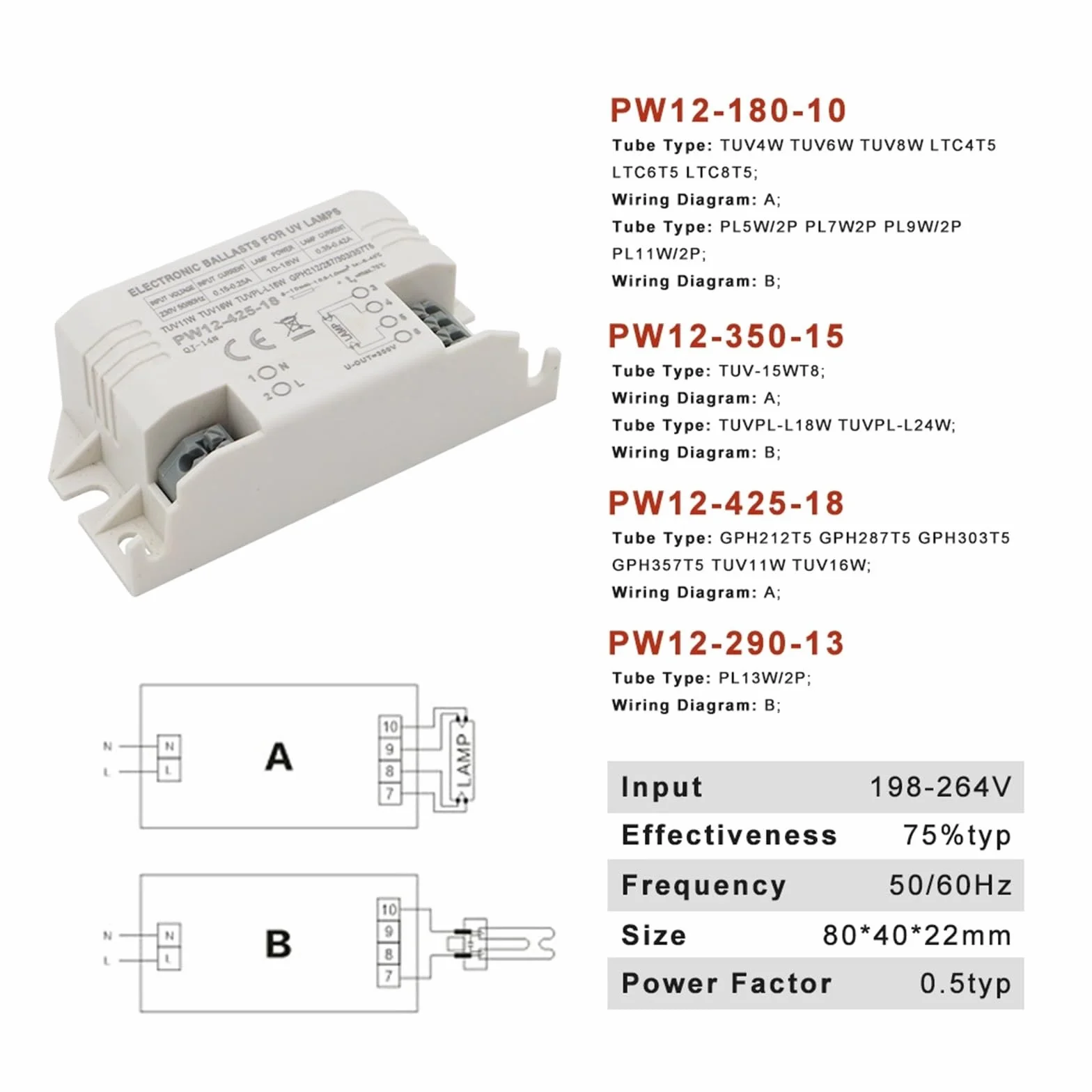 Ballasts électroniques universels 4-18 W AC220 V for Lampe UV Lampe de désinfection Germicide ultraviolette Lampes de stérilisation UVC