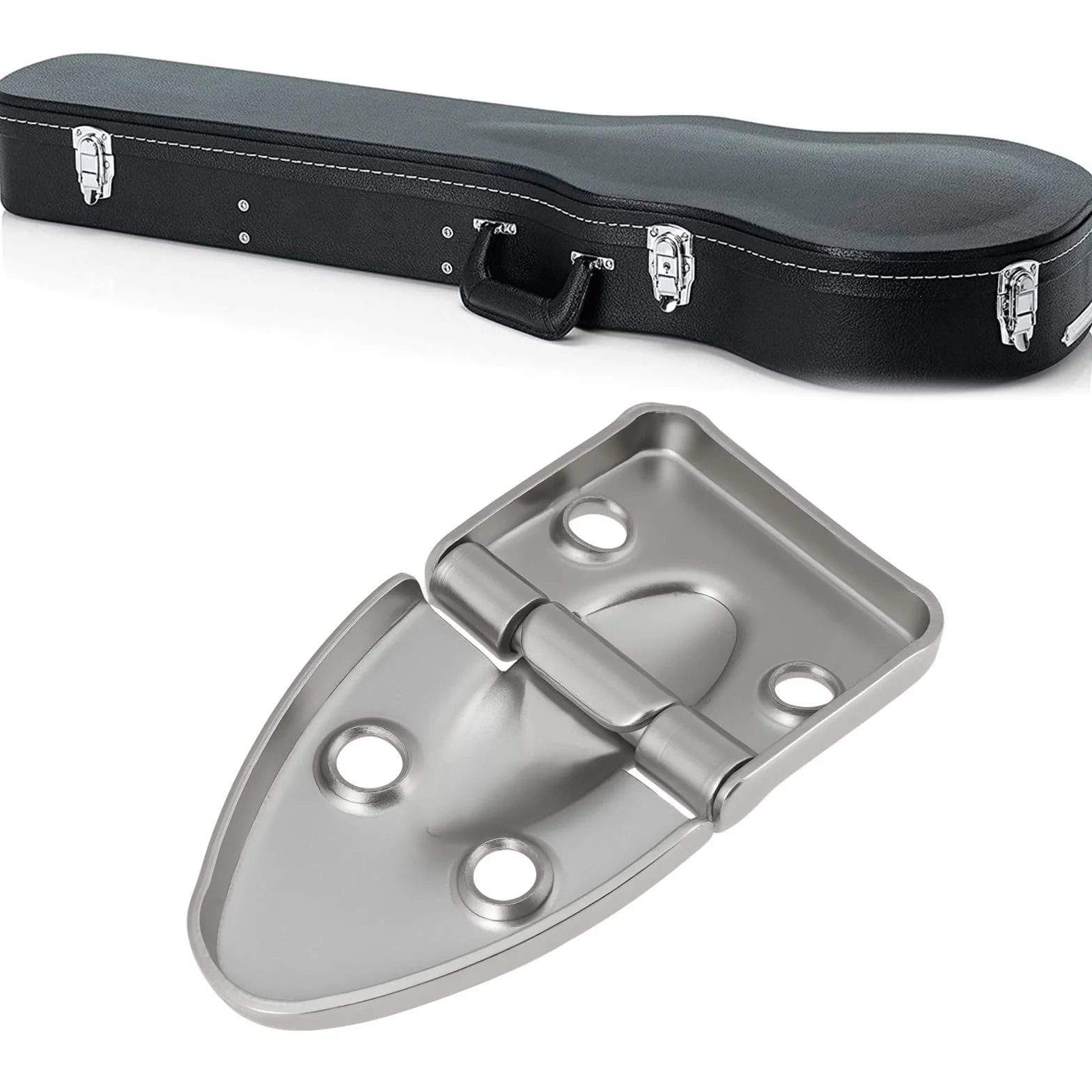 Lot de 2 Charnières Rabattables à 90° Argentées pour Boîtiers de Guitare Et Piano
