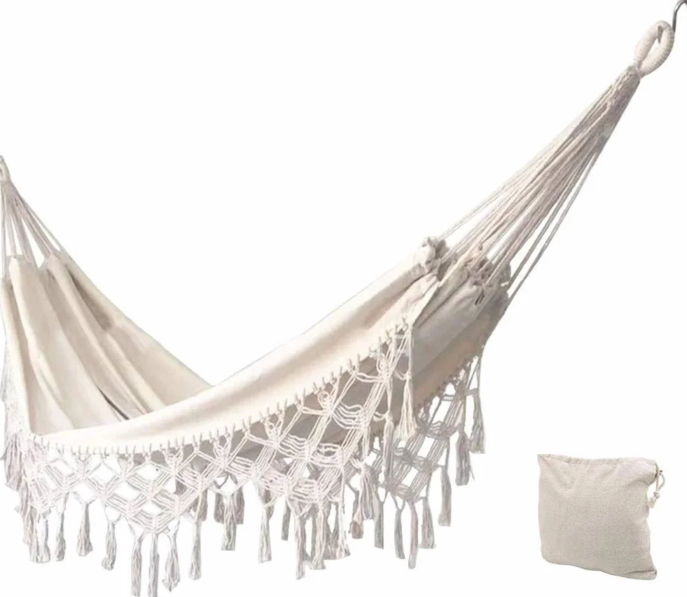 Hamac d'extérieur Double Coton Brésilien pour Jardin 2 Adultes 450 lbs