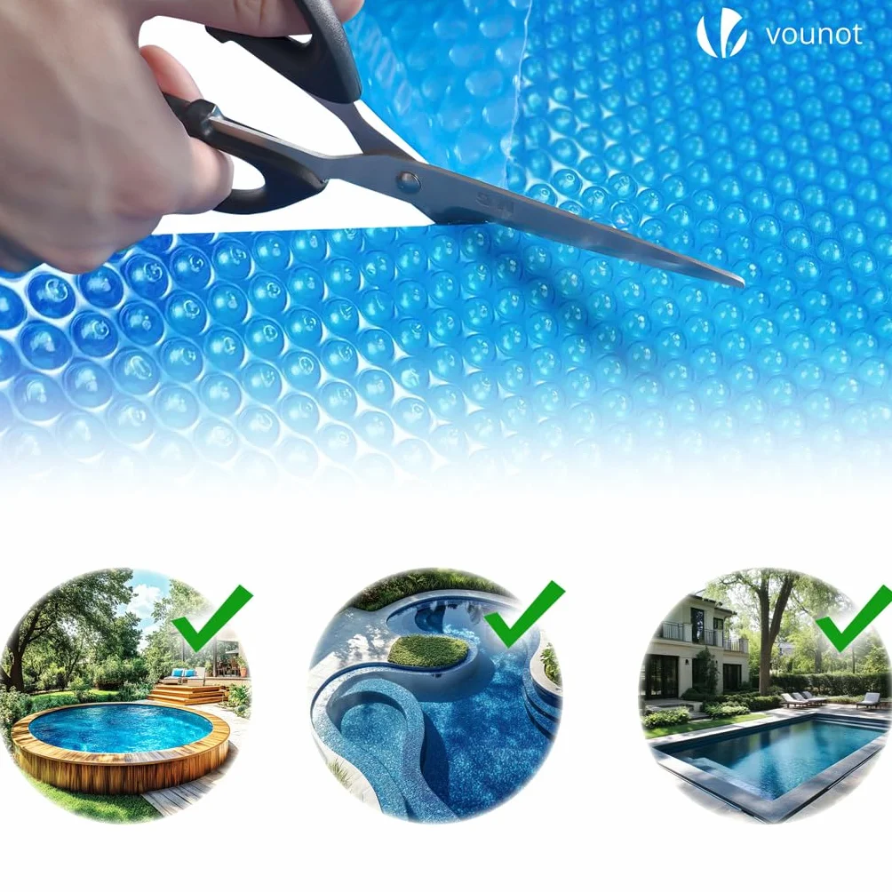VOUNOT® Bâche Solaire Chauffante Piscine Ronde Ø3.05m Épaisseur 120 µm Film Thermique Bleu
