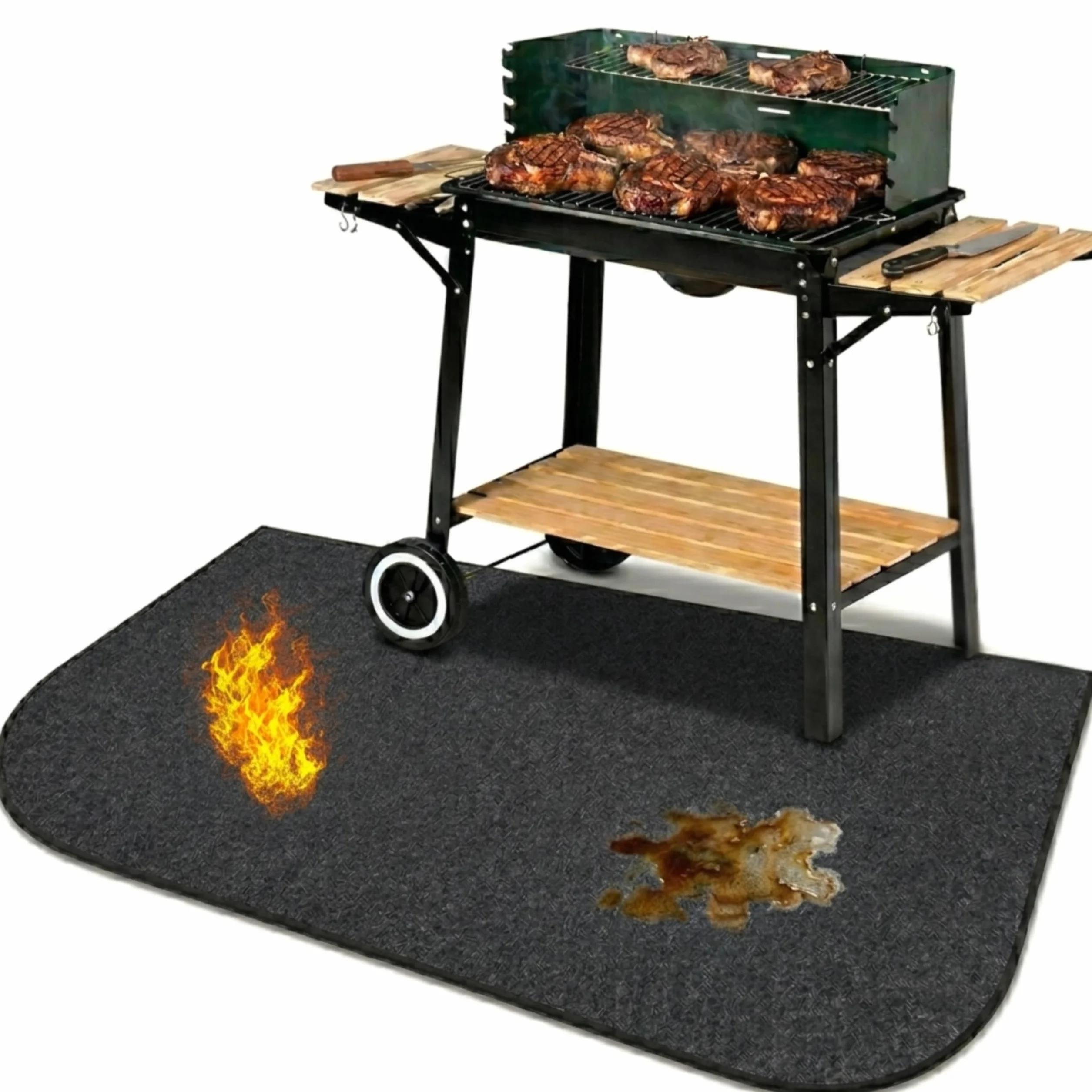 Tapis ignifuge résistant au feu 100 x 60 cm Protection de sol pour barbecue