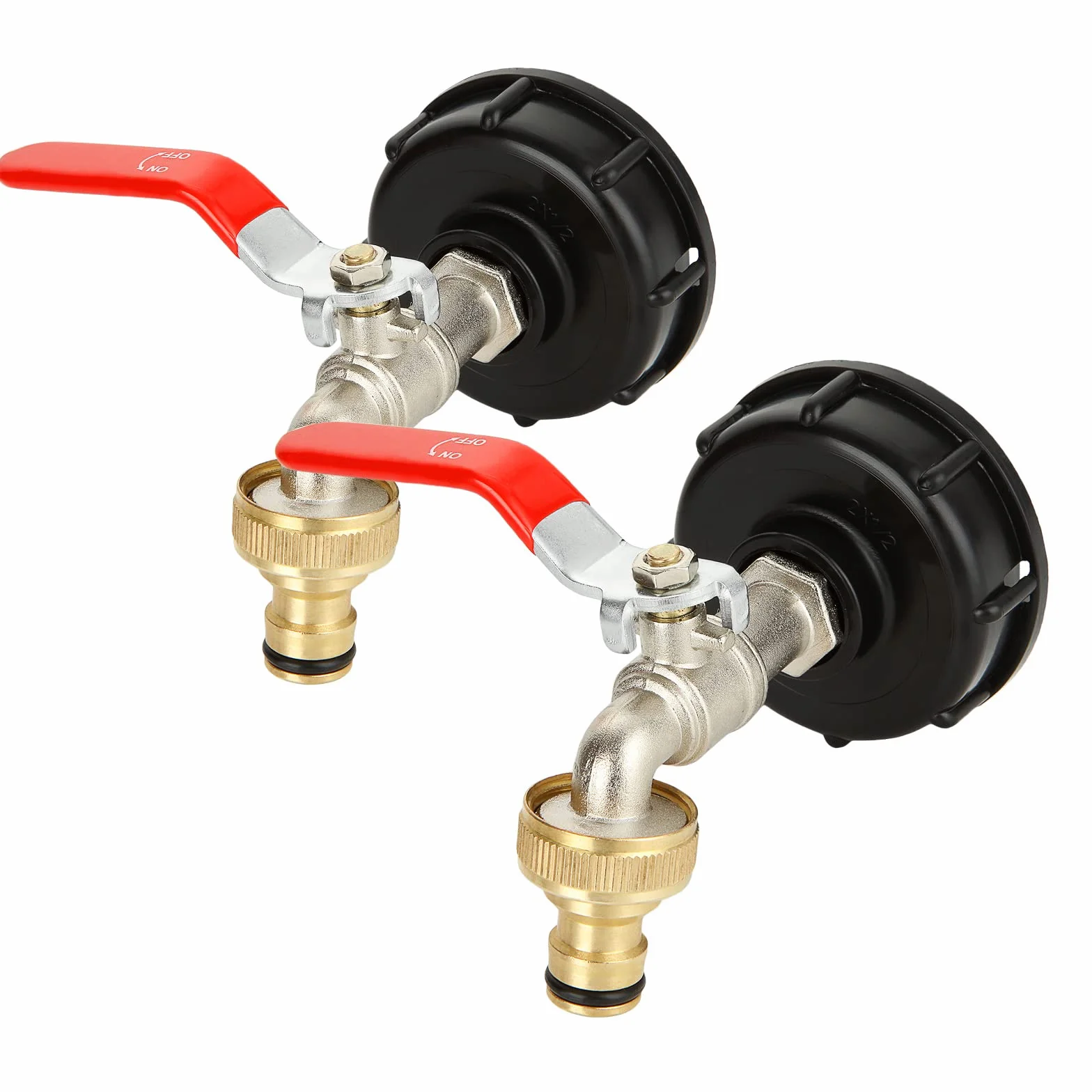 Lot de 2 Adaptateur de Réservoir IBC, Robinet Cuve 1000L, Filetage 1/2", Raccord Tuyau Arrosage