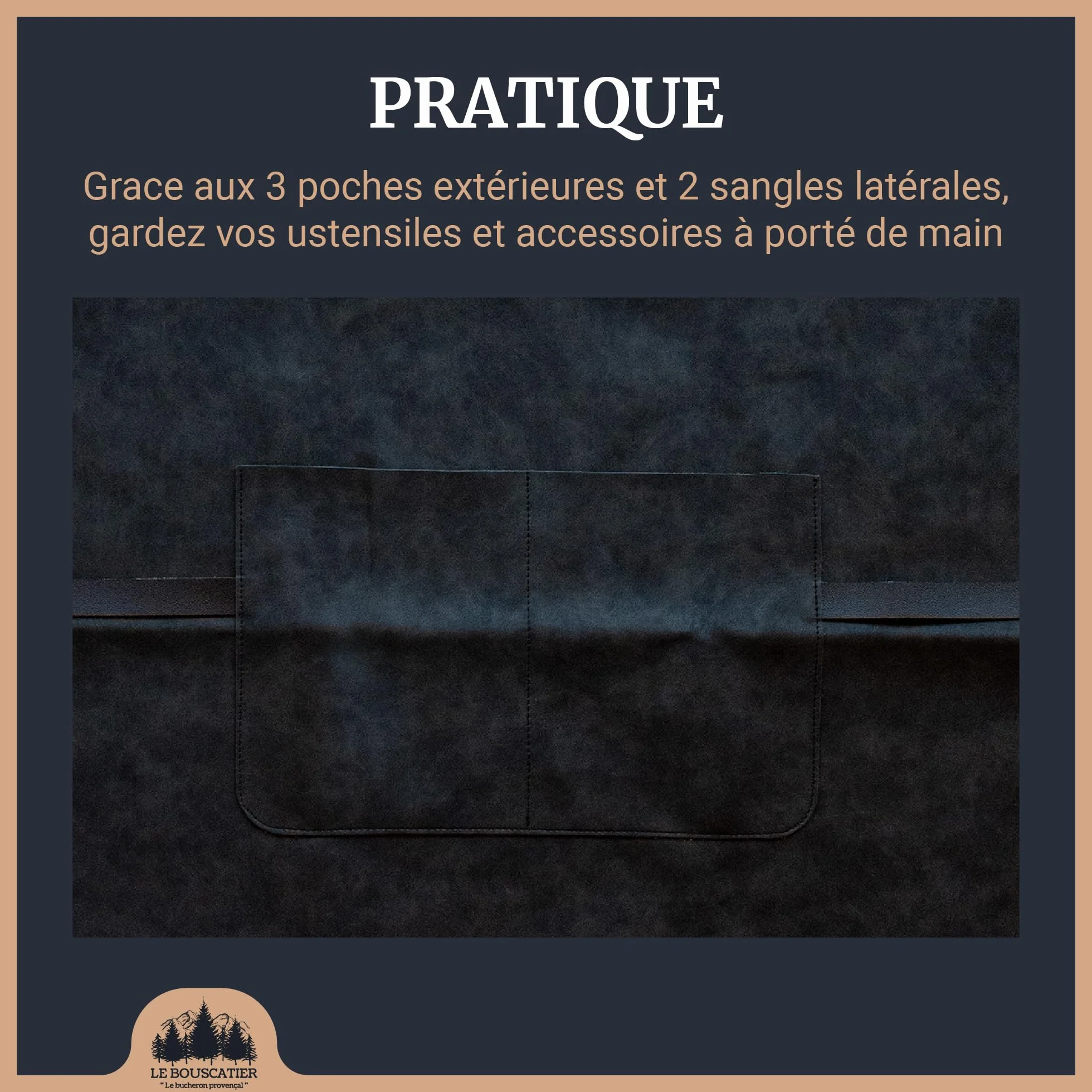 Le Bouscatier Tablier cuisine en cuir réglable résistant léger pour barbecue plancha brasero grillades