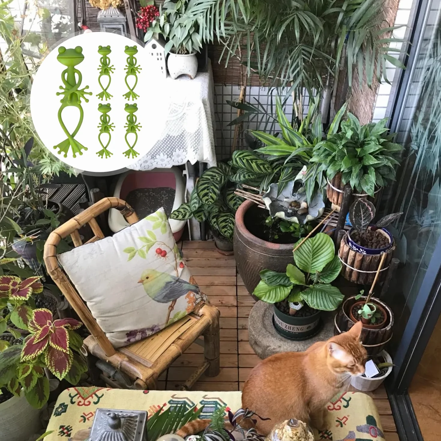 Support de Plantes Grenouille 5 Pièces Vert pour Jardin et Plantes en Pot