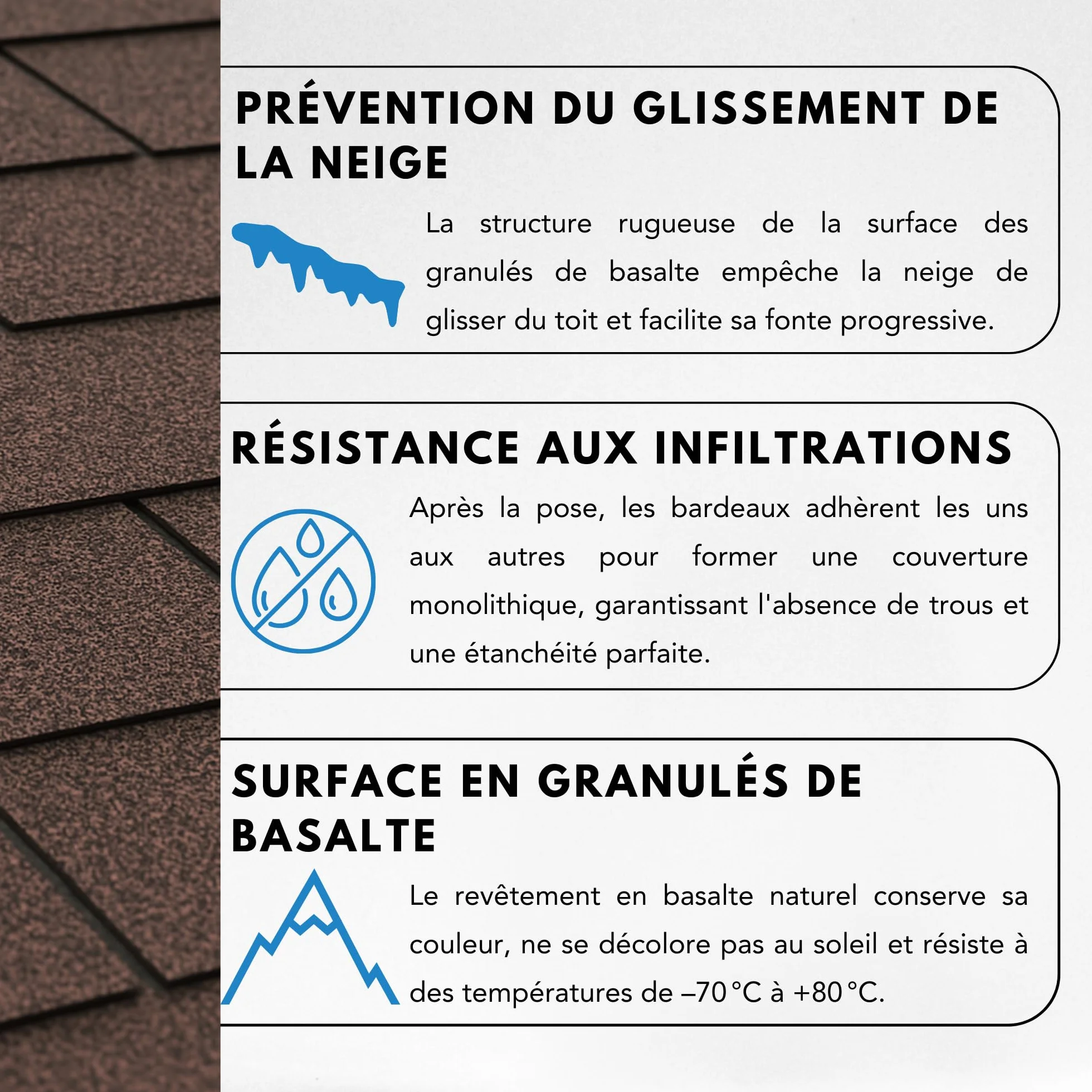 Bardeaux bitumineux TRIO T-BROWN, couleur marron - bitume toiture
