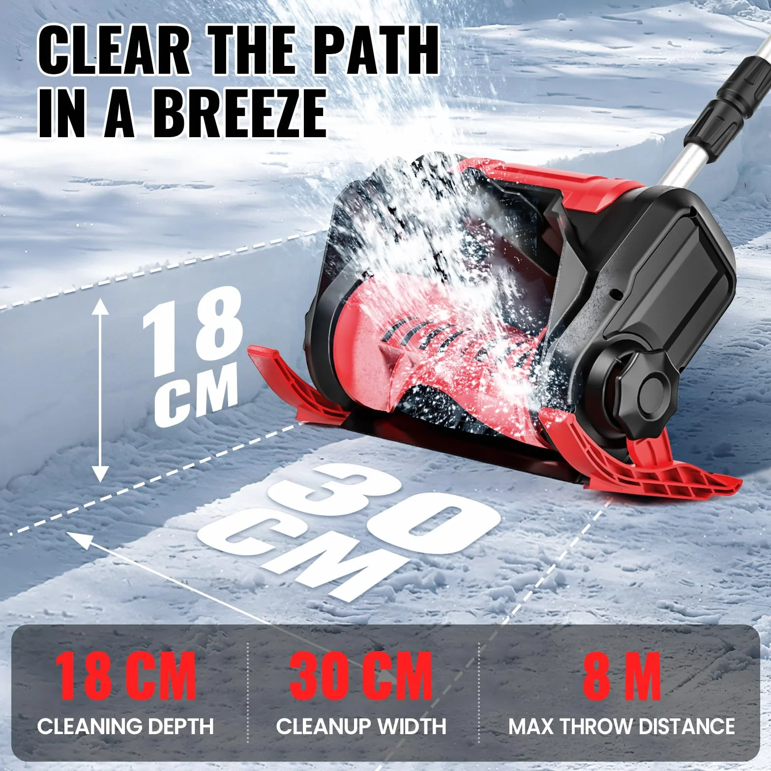 Fraise à Neige sans Fil 1000W 30 cm 2×2,0Ah Batteries Moteur sans Balais