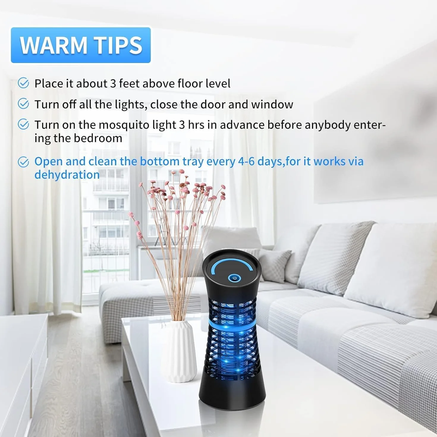 Lampe Anti Moustique Électrique 30m², Piège à Insectes Volants Intérieur