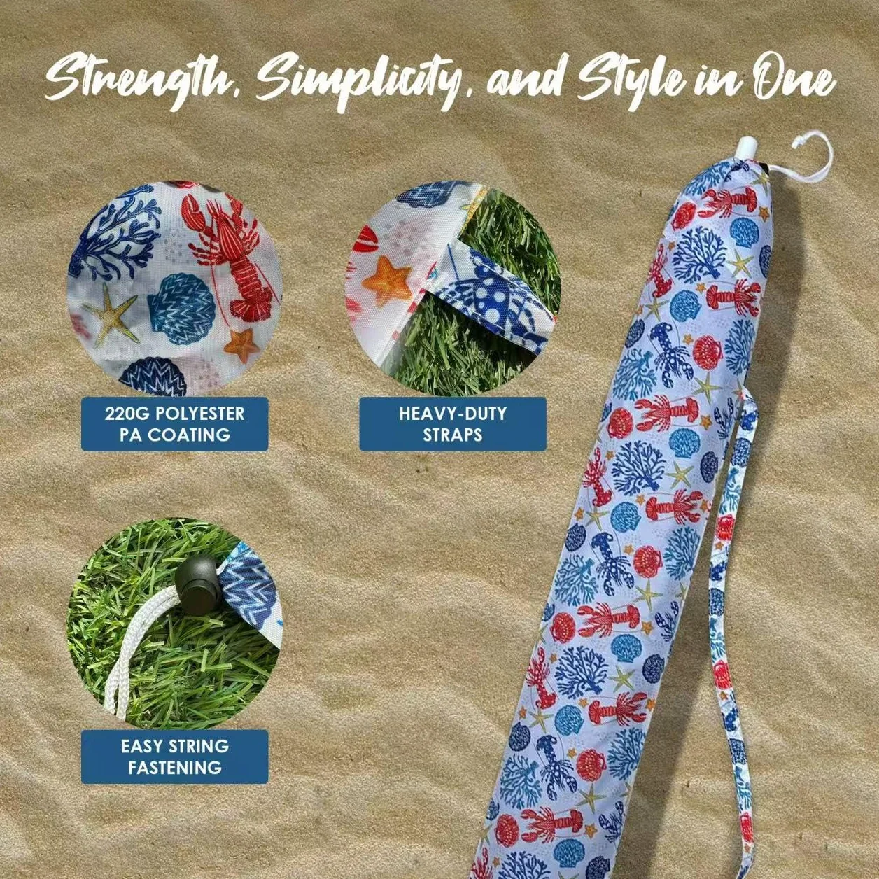 Housse Parasol Plage avec Poignée Robuste – Accessoire Pièce de Rechange