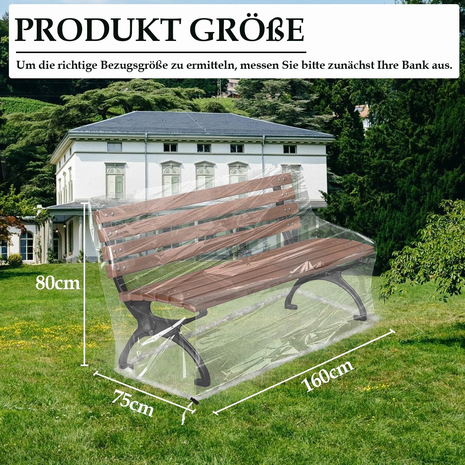 Housse de protection pour banc de jardin 160x80x75 cm transparente imperméable