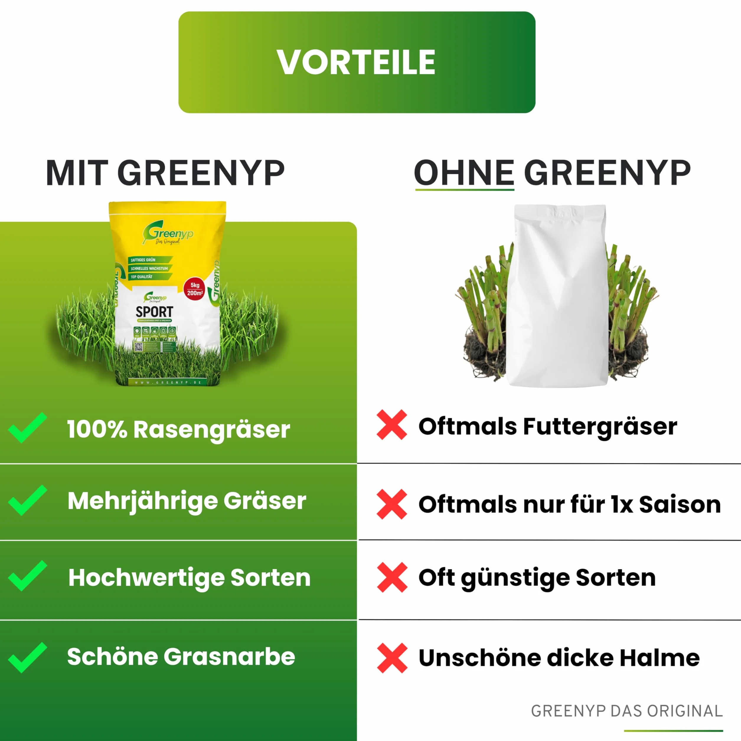 Greenyp® Gazon sportif résistant 10 kg 400 m²