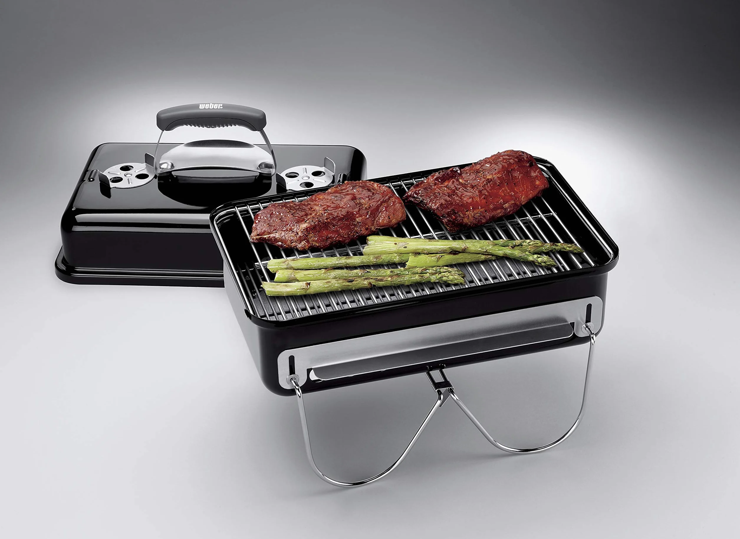 Weber Barbecue au Charbon Go-Anywhere Portable, Pieds Repliables, Design Compact, 42x26 cm, Noir