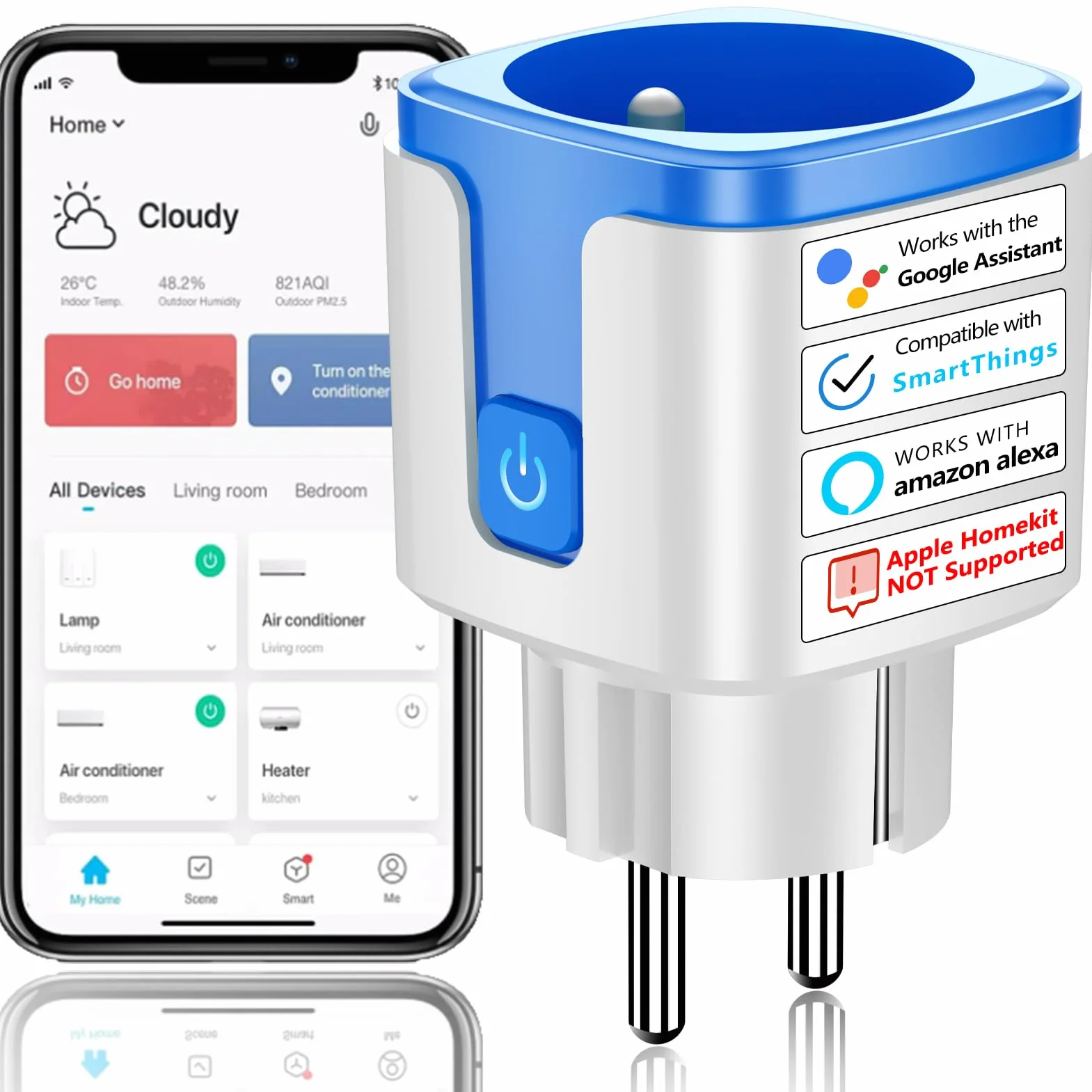 SURFOU Prise Connectée WiFi Intelligente Type E, Programmateur Electrique, Compatible avec Alexa et Google Assistant, Prise Programmable avec Minuteur et Télécommande, App Tuya/Smart Life, 16A
