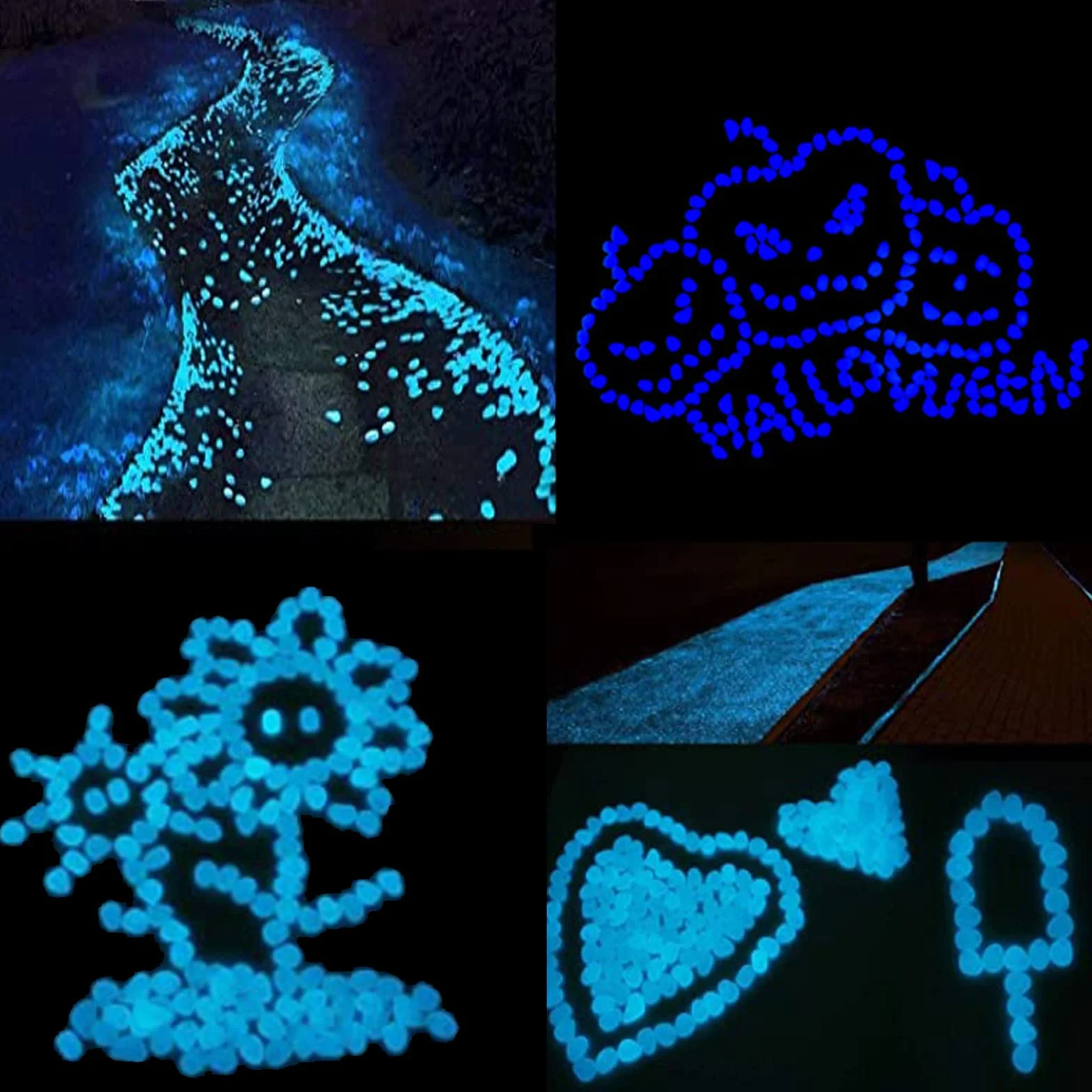 300 Pièces Pierres Lumineuses Décoratives pour Jardin Extérieur, Cailloux Aquarium Fluorescents