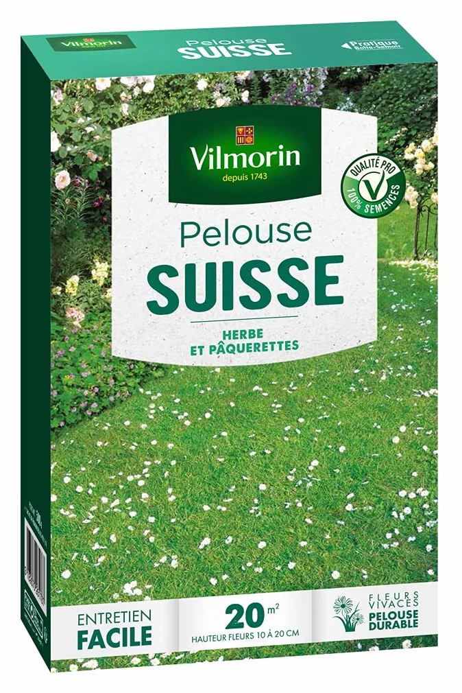 Vilmorin Pelouse Suisse Pâquerettes, Vert, 5.8 x 14.5 x 22 cm
