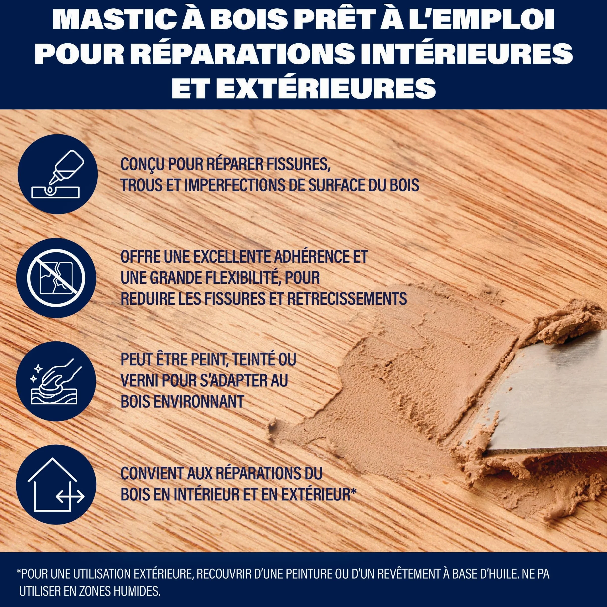 Bartoline Ready Mixed Wood Filler Brown 1 kg – Mastic Durable et Facile à Utiliser pour Les Réparations de Bois à l'Intérieur et à l'Extérieur