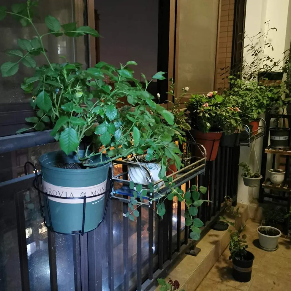 Support Fleurs Rond Crochet Jardinière Balcon Pot Métal Suspendu 2 Pièces