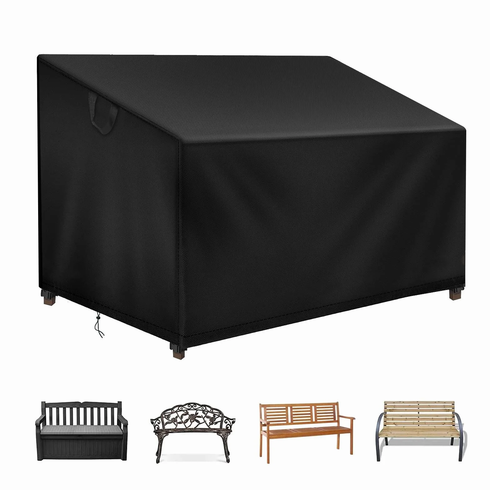 Housse Banc de Jardin 2 Places Imperméable 500D Oxford Extérieur 134x66x63/89cm