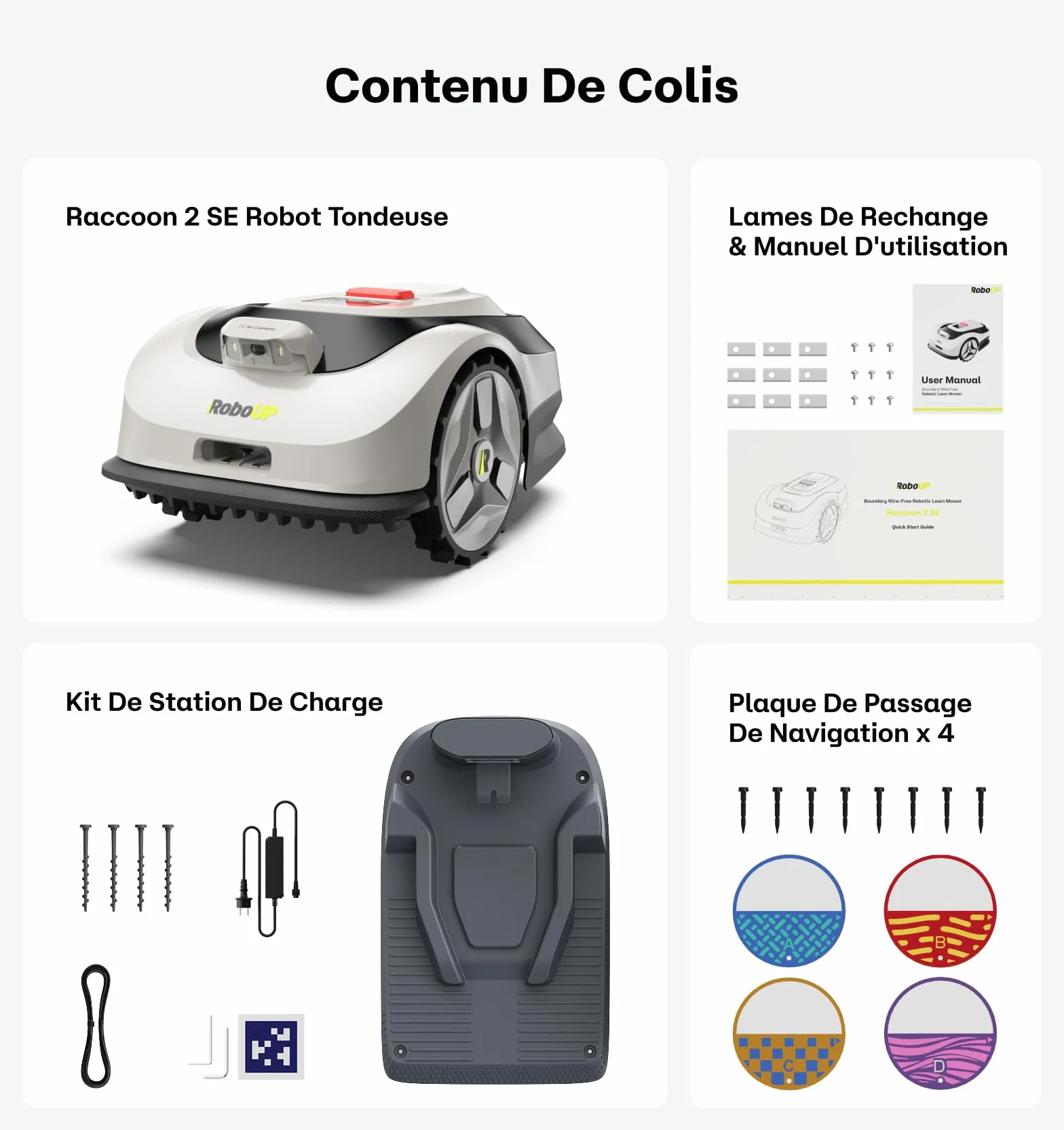 Raccoon 2 SE Robot Tondeuse Intelligent 600m² sans RTK, Tonte Parallèle, 5Ah Recharge Rapide 150min Autonomie